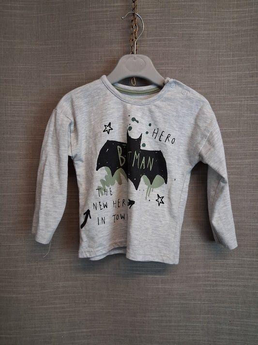 George Batman Theme Long Sleeve T-Shirt Grey Age 12-18 Months