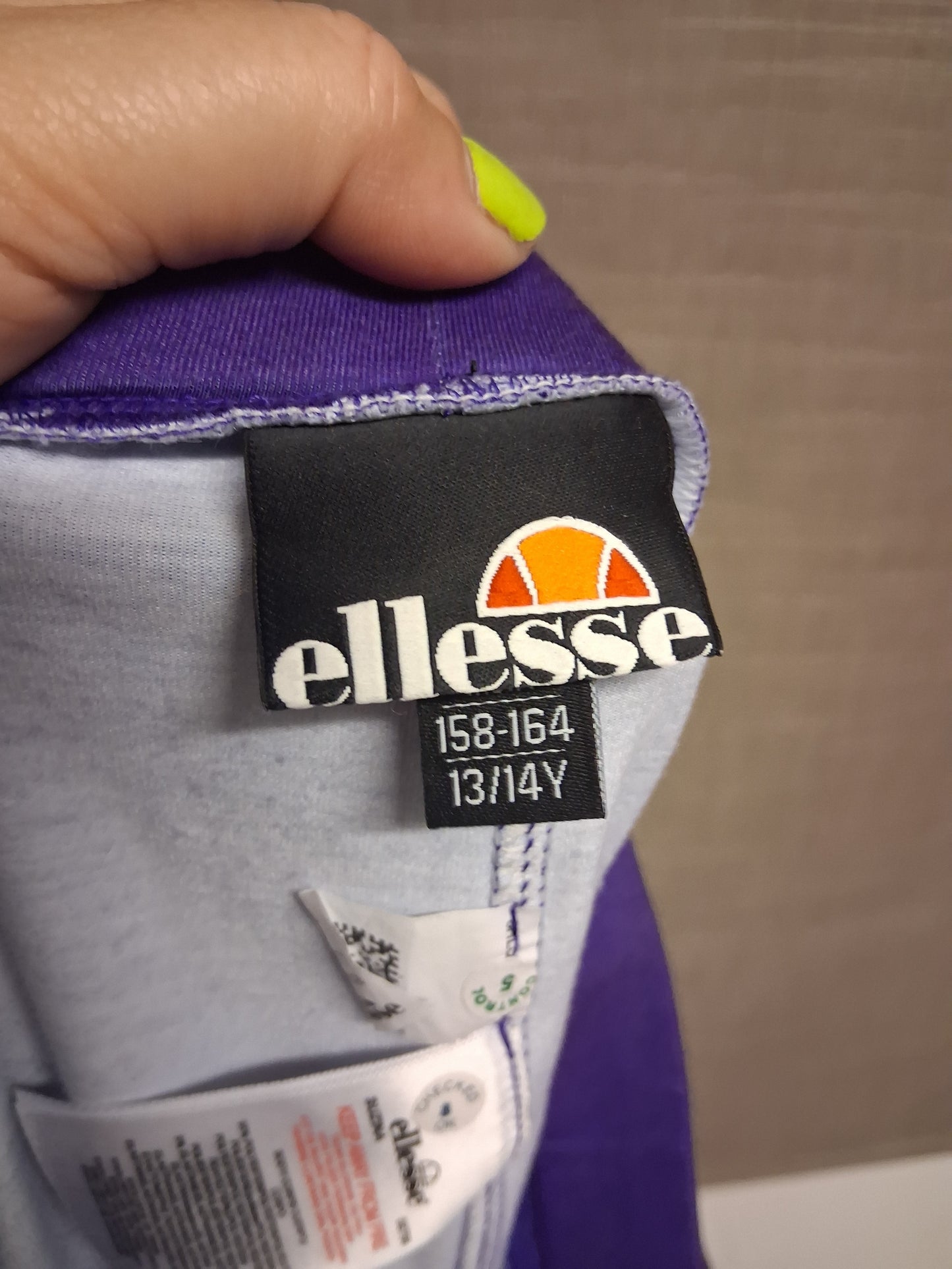 Ellesse Girls 2 Piece Outfit Set T-Shirt Oversized Cycle Shorts Purple Ombre Age 13-14 Years