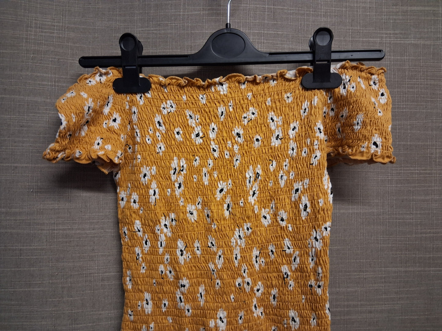New Look Yellow Floral Off The Shoulder Short Sleeve Mini Dress Age 12-13 Years