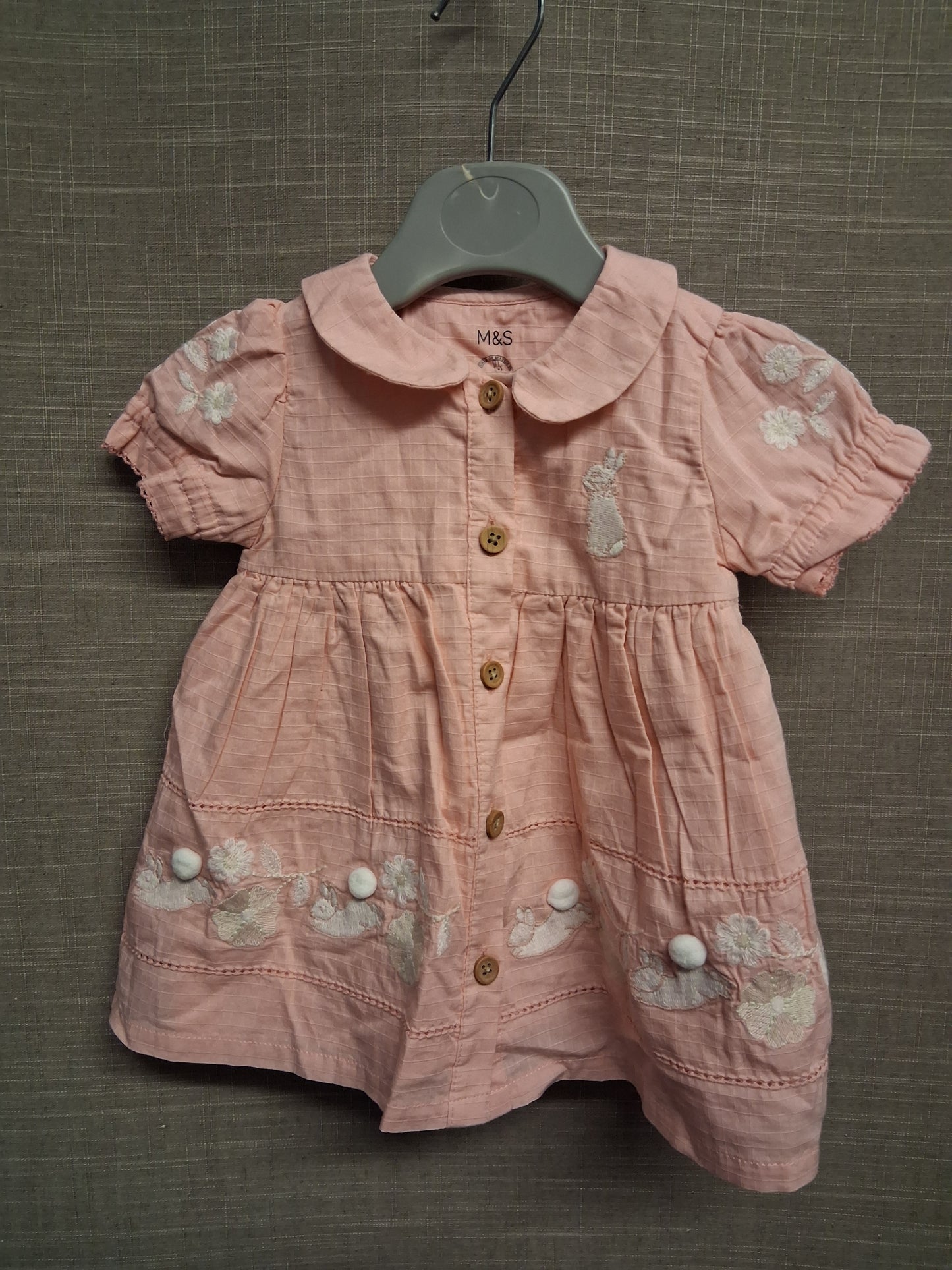 Marks and Spencer Peter Rabbit Pink Dress Short Sleeve Age 3-6 Months