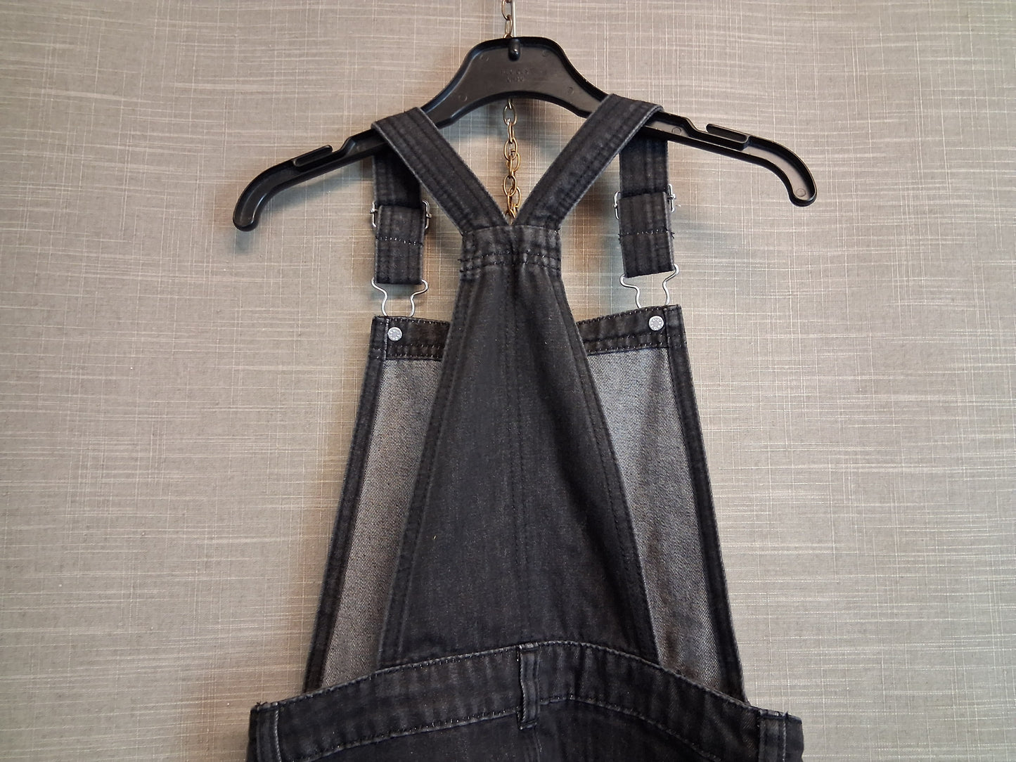 George Girls Black Denim Pinafore Dress Zip Front Age 7-8 Years