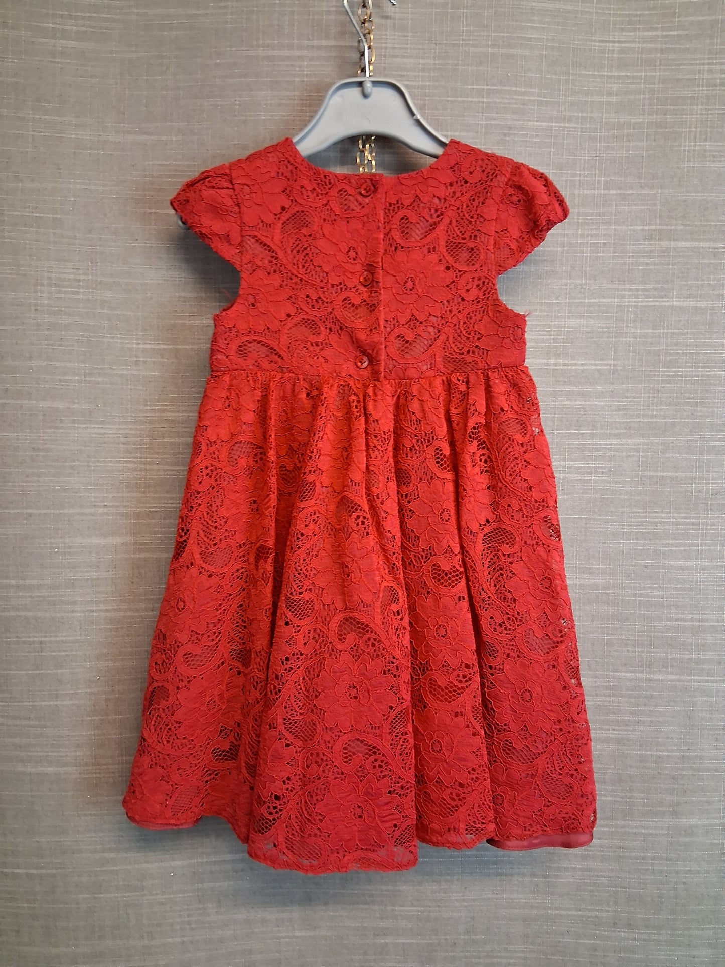 George Girls Red Lace A Line Party Dress Age 18-24 Months