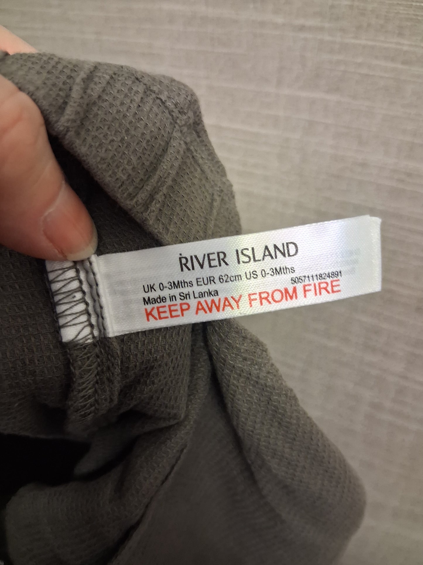 River Island Boys Khaki Green Jersey Dungarees Age 0-3 Months