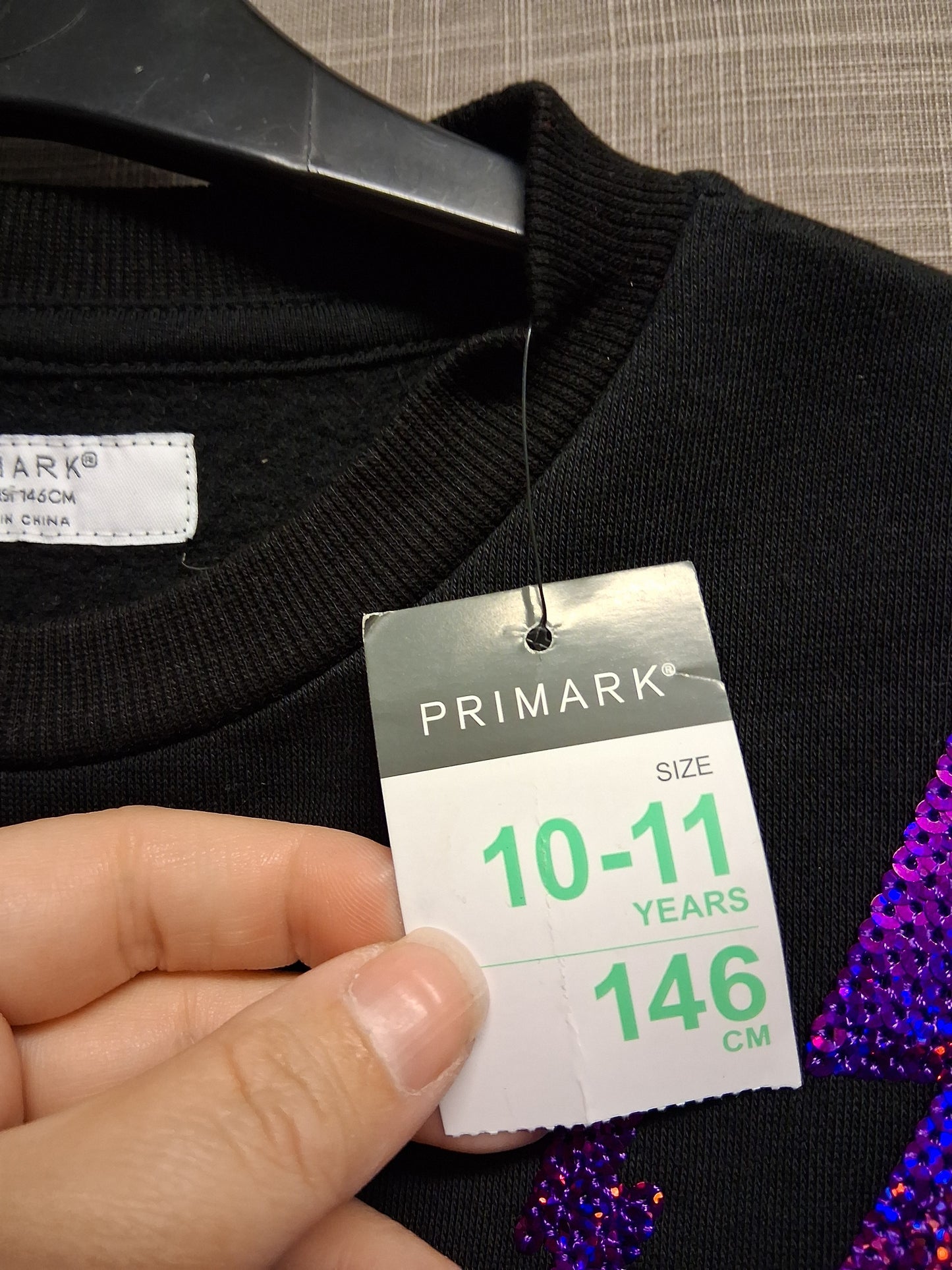 Primark Girls Black Purple Lightening Sweater Age 10-11 Years New