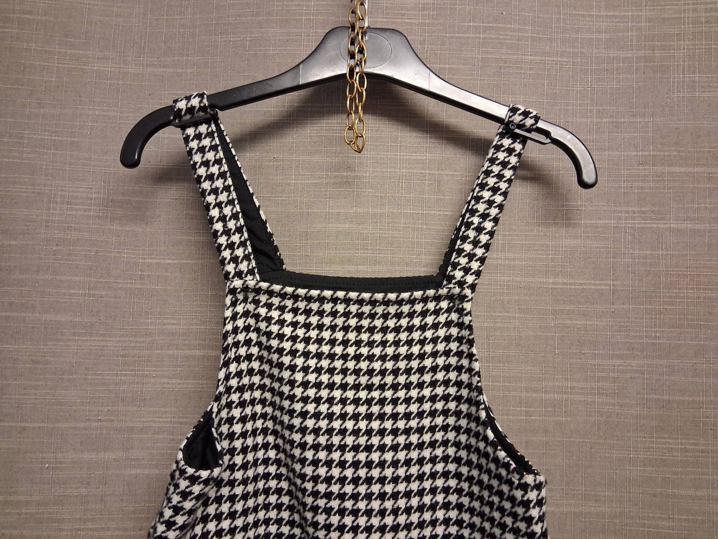 Next Girls Black White Houndstooth Print Pinafore Dress Age 8 Years