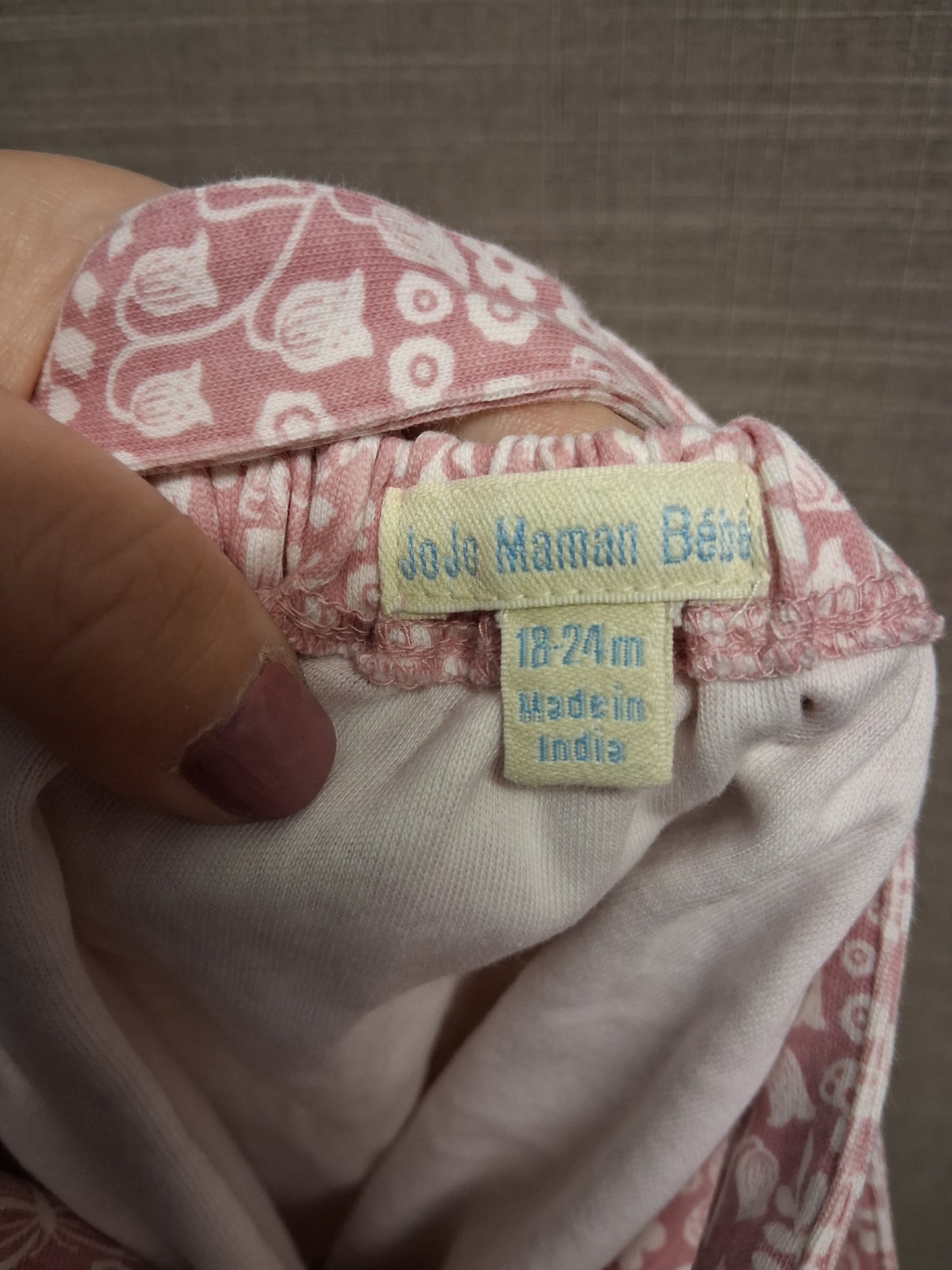 JoJo Maman Bebe Pink Floral Jersey Pinafore Dress Age 18-24 Months