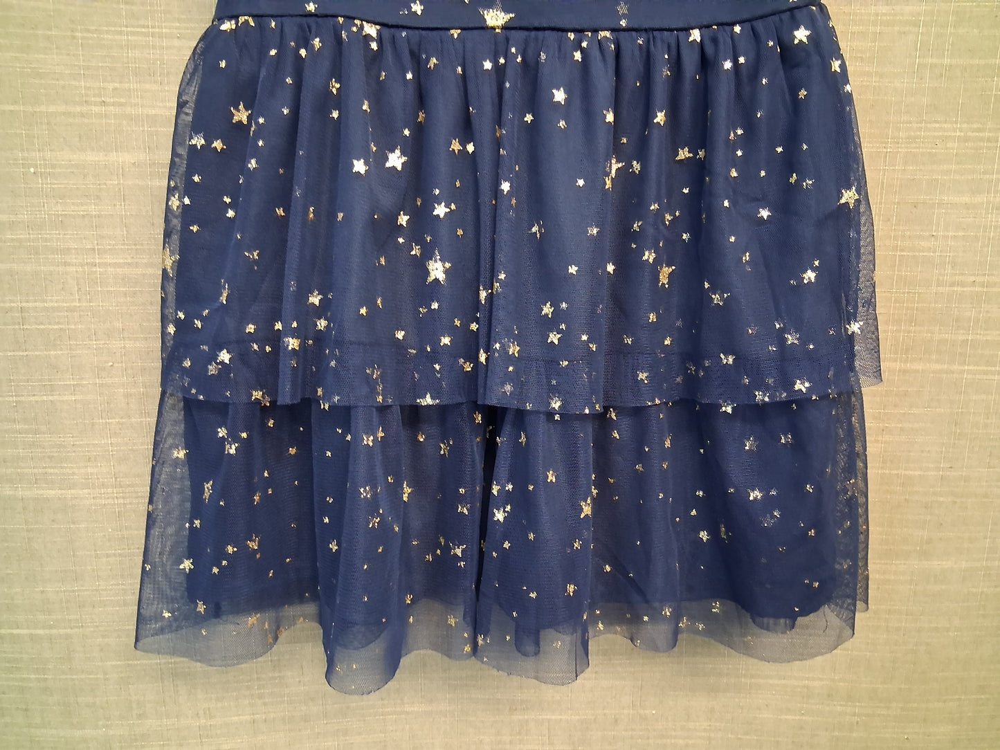 George Girls Party Dress Velour Tiered Sleeveless Navy Blue Age 6-7 years