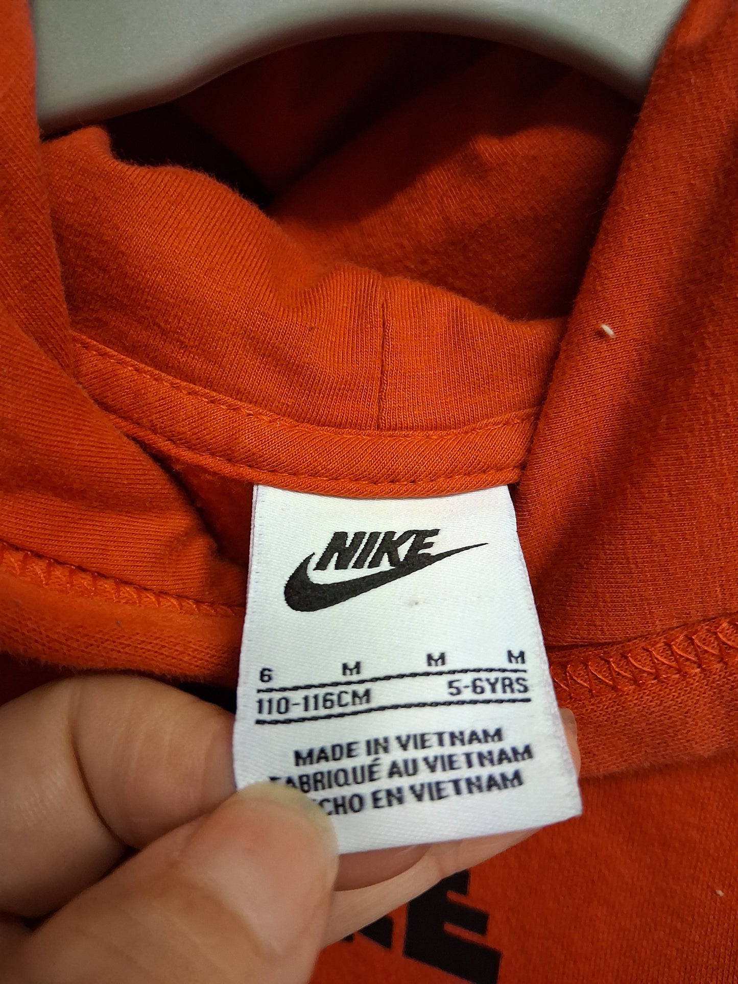 Nike Boys Red Hoodie Spellout Jersey Long Sleeve Age 5-6 Years