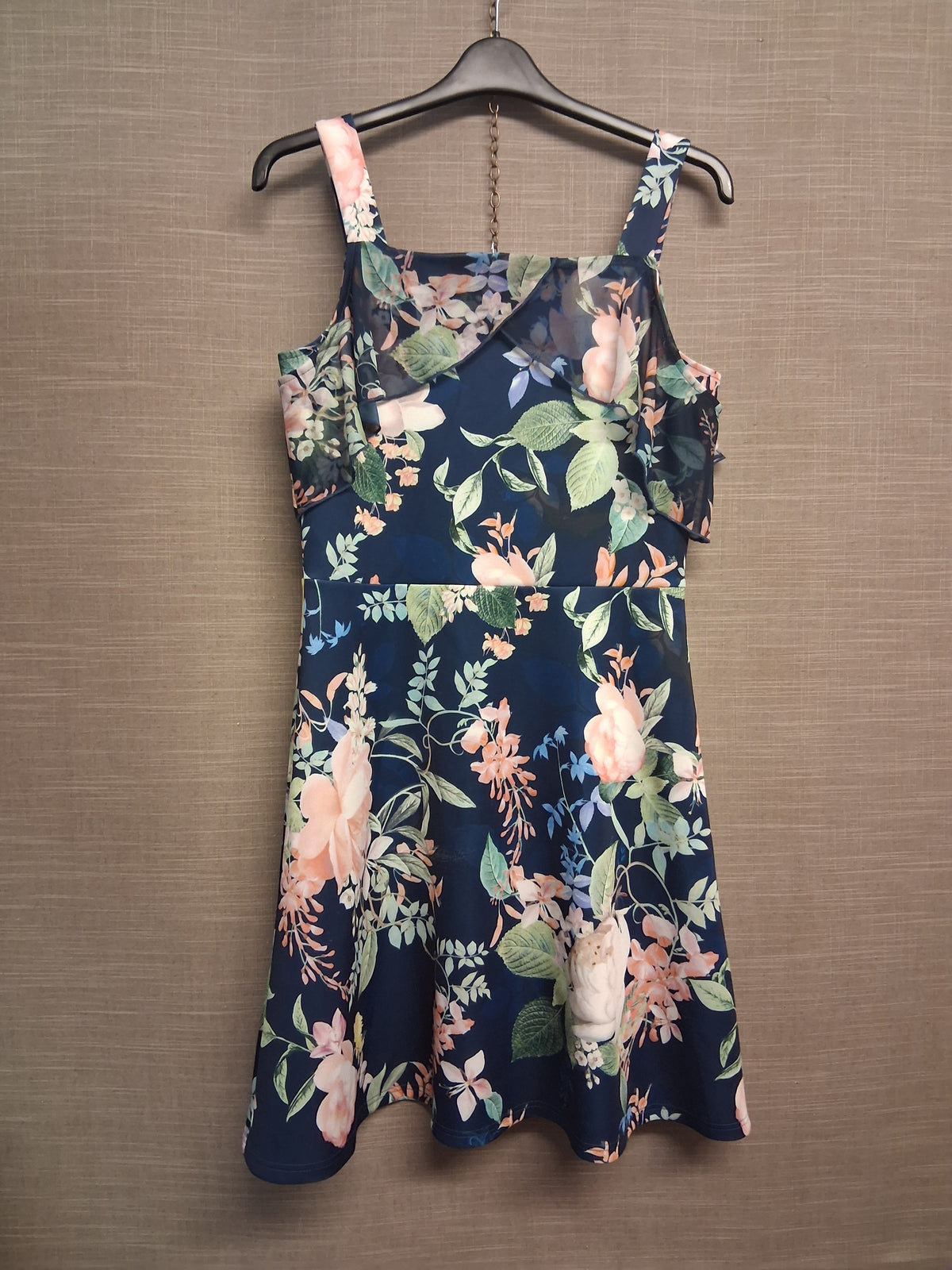 Lipsy Girls Blue Floral Off The Shoulder Skater Dress Age 13-14 Years