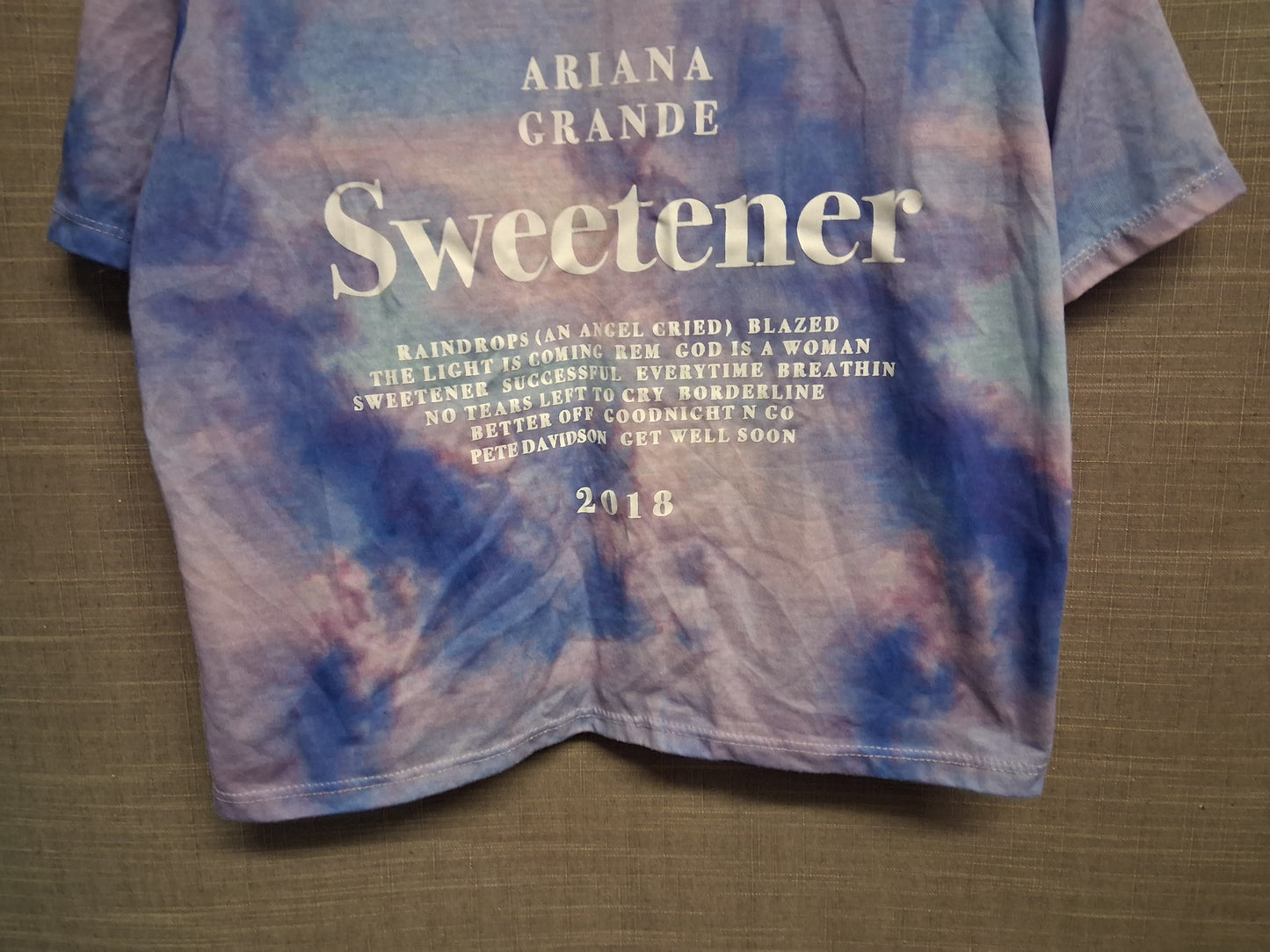 Ariana Grande Girls Sweetener Tour Cropped T-Shirt Short Sleeve Blue Purple Age 11-12 Years