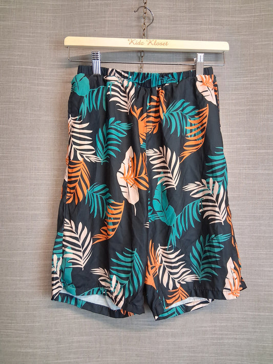 Shein Boys Lightweight Shorts Tropical Multicolour Print Age 13-14 Years