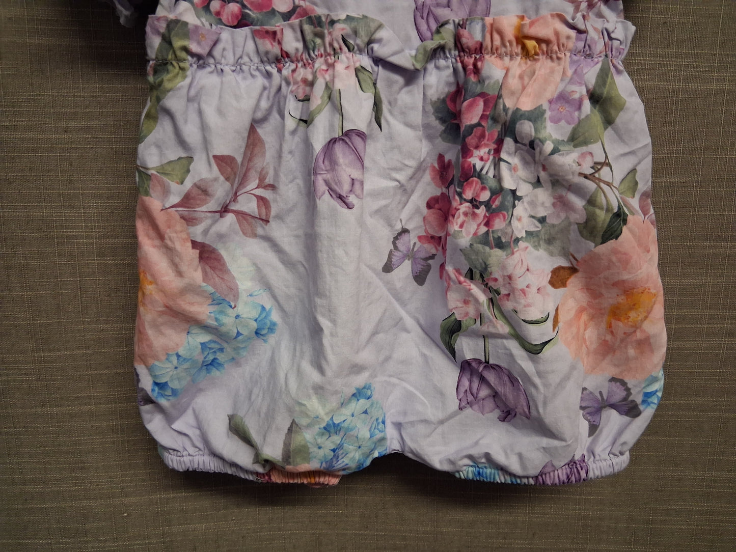 George Girls Lilac Floral Romper Puff Short Sleeve Age 0-3 Months