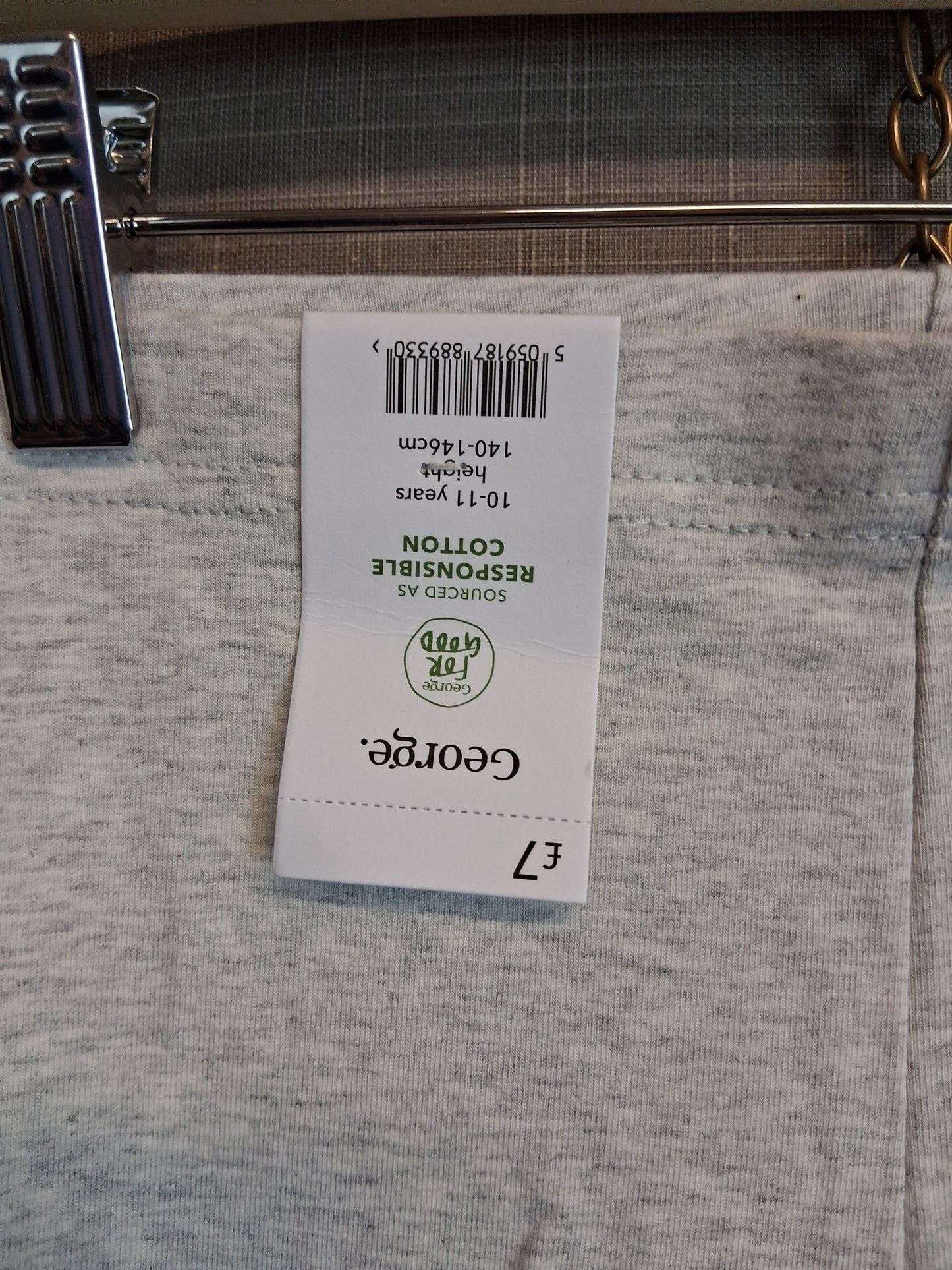 George Girls Grey Jersey 3/4 Leggings Age 10-11 Years New