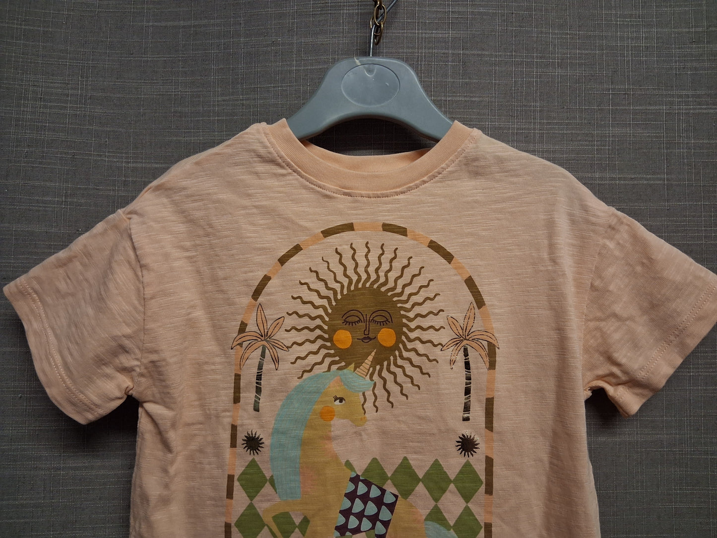 Next Girls Peach Short Sleeve T-Shirt Bold Graphic Print Age 12-18 Months