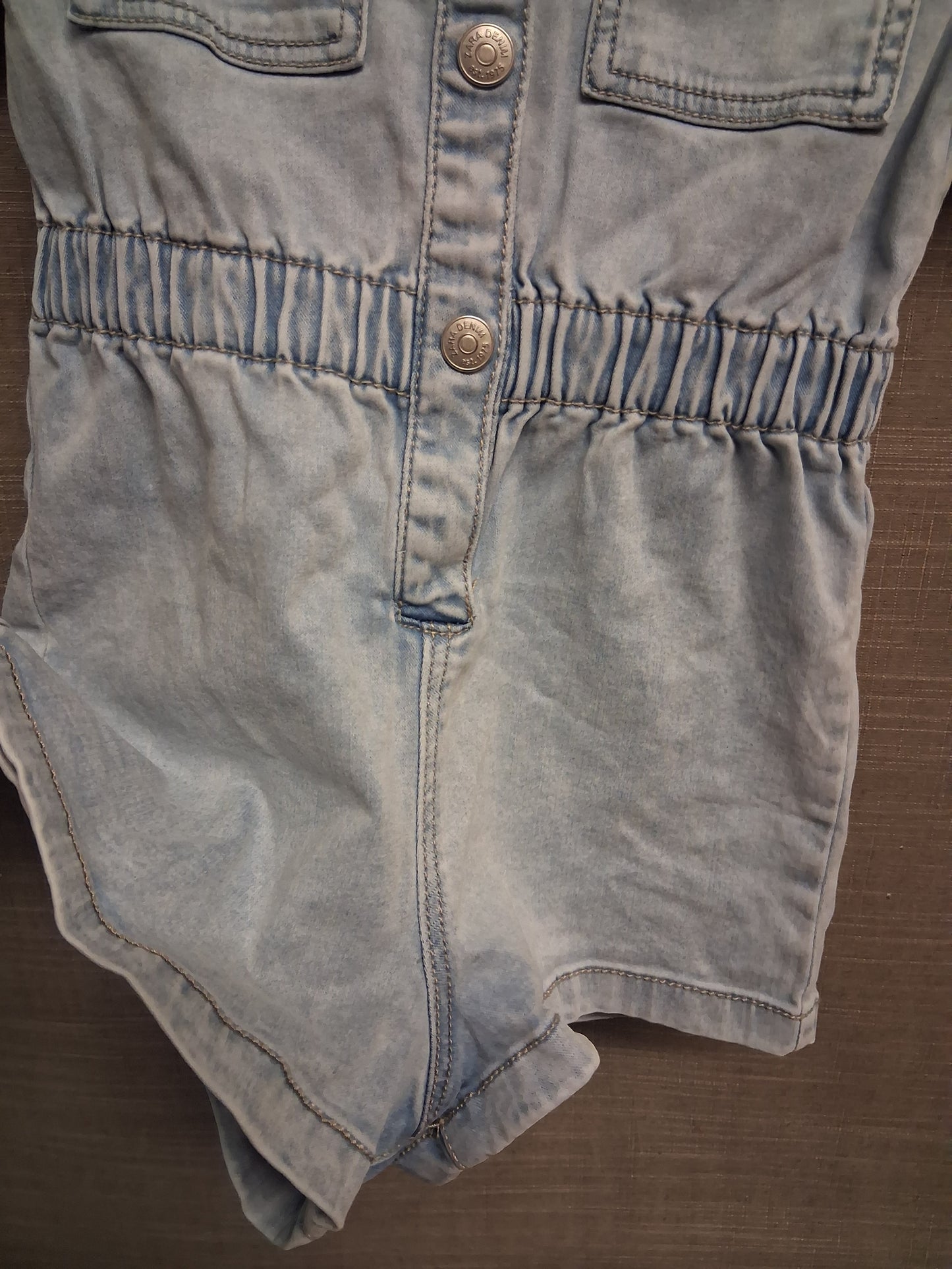 Zara Playsuit Denim Short Sleeve Blue Age 2-3 Years