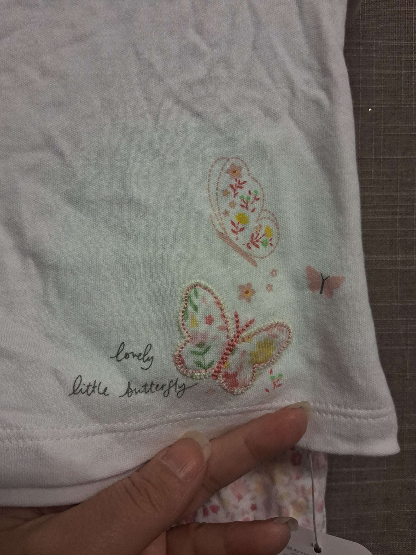 Nutmeg Girls White Pink Butterfly Outfit 2 Piece T-Shirt & Leggings Age 0-3 Months New