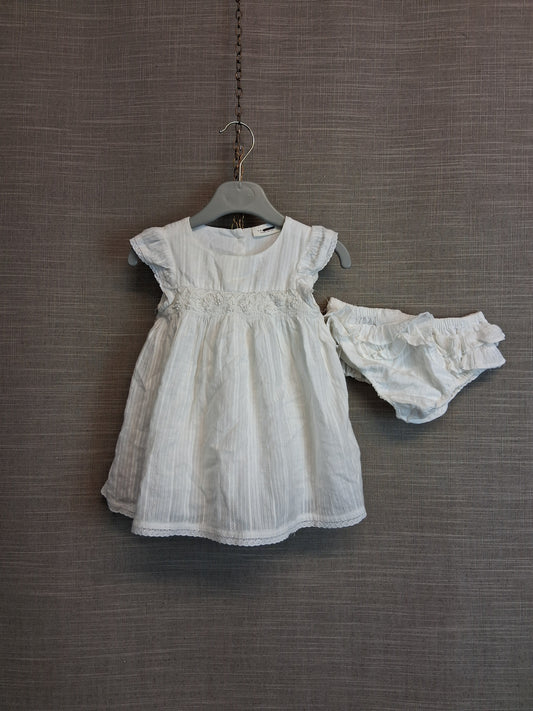 Next Girls White Sleeveless Dress With Matching Pants Age 3-6 Months