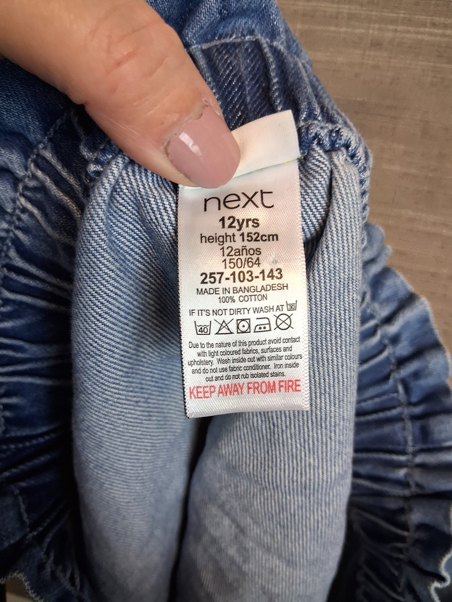 Next Paperbag Denim Skirt Light Blue Age 12 Years