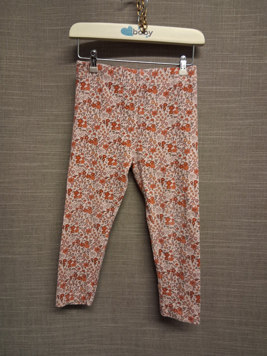 Next Girls Pink Floral Leggings Jersey Age 2-3 Years