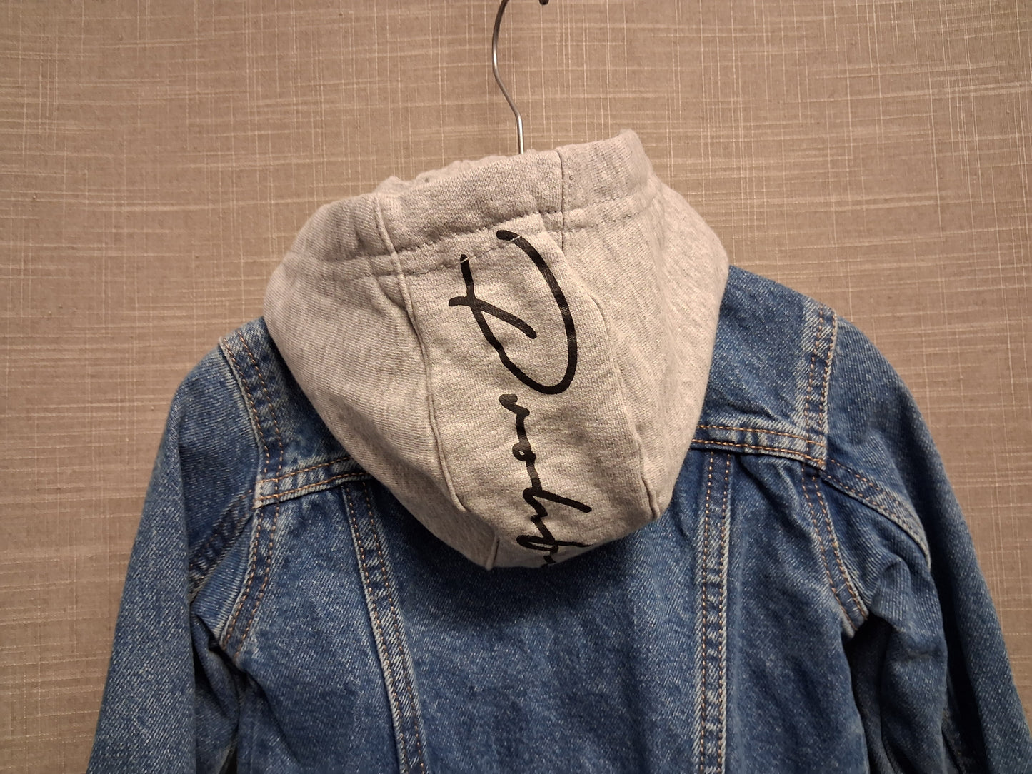 River Island Boys Blue Denim Jacket With Hood Age 9-12 Months