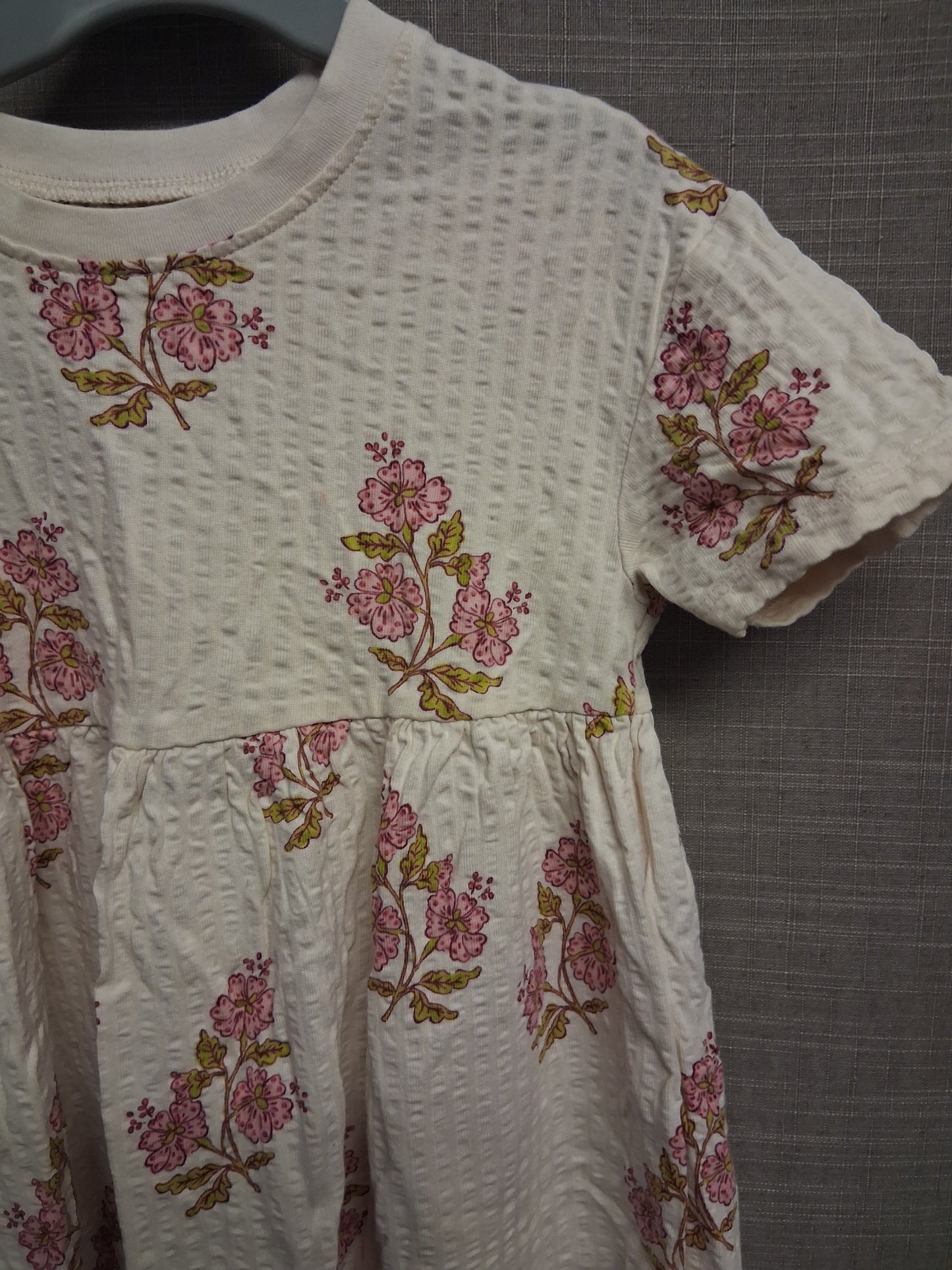 Next Girls Cream Floral Jersey T-Shirt Dress Age 2-3 Years
