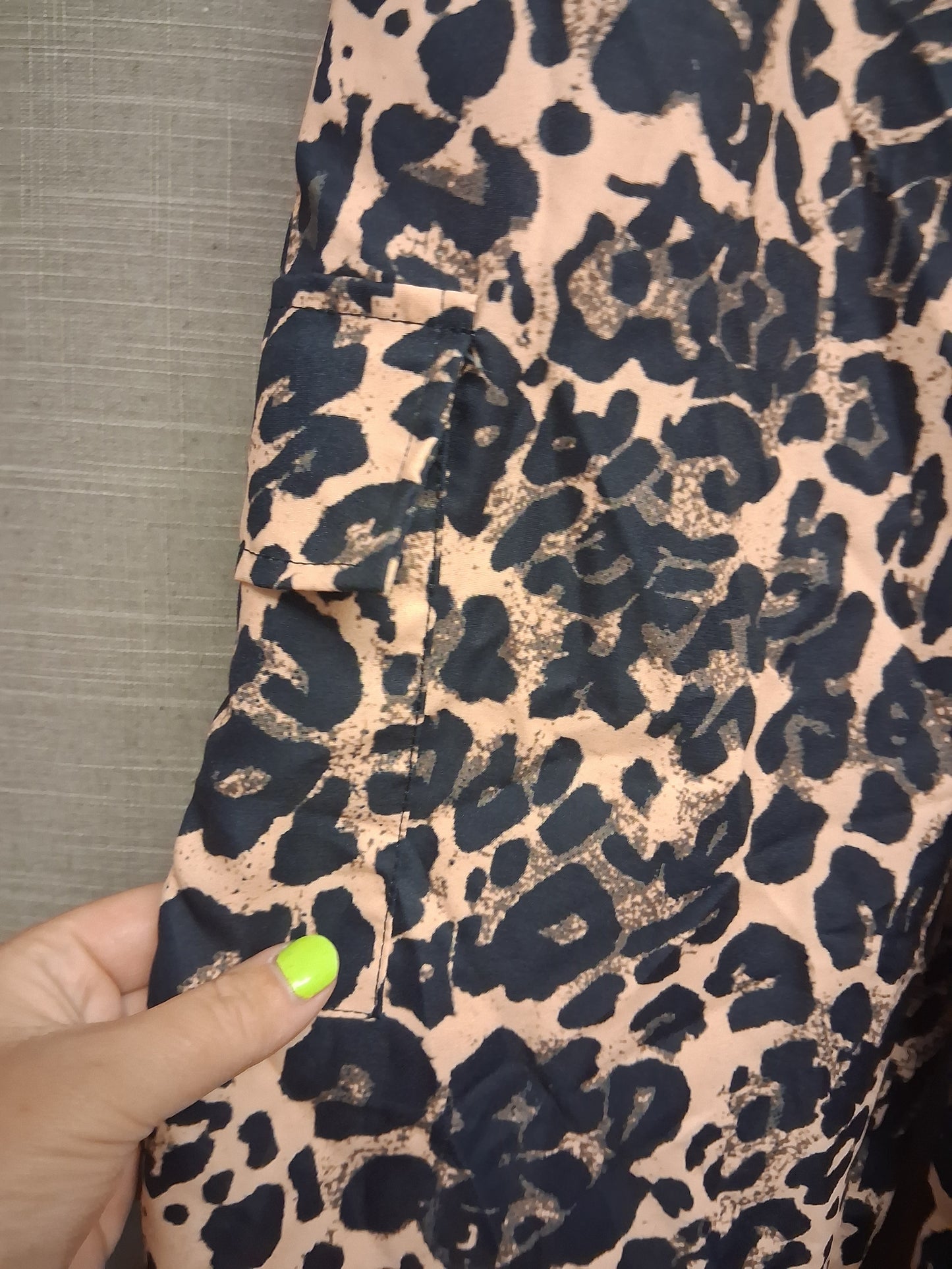 Shein Beige Black Animal Print Cargo Trousers Lightweight Age 15 years