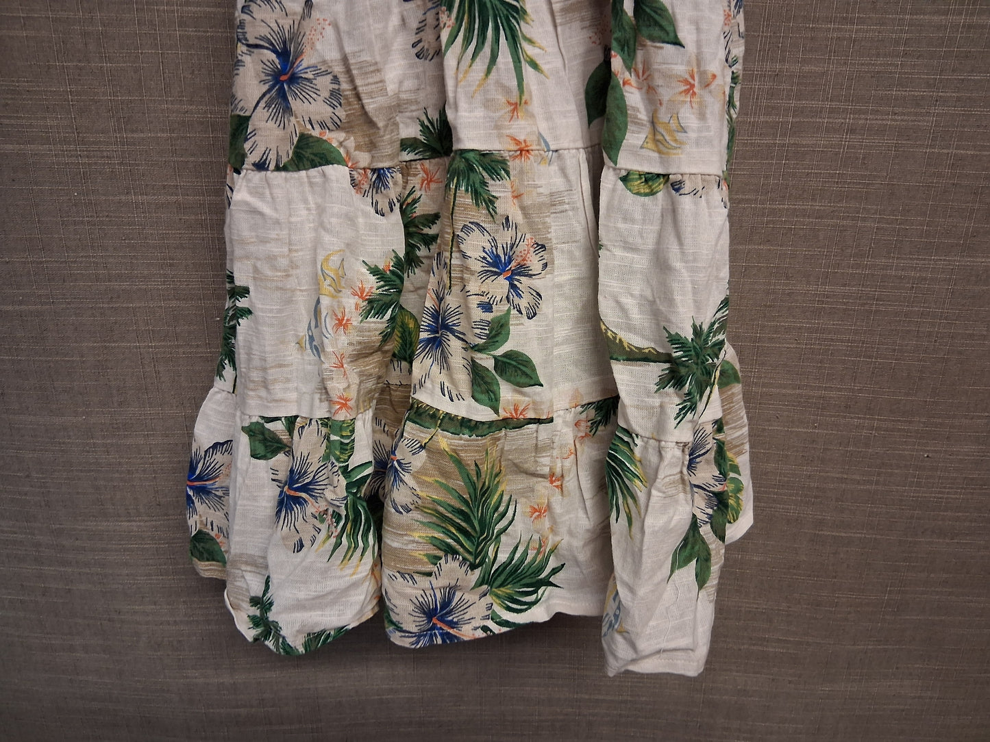 Marks and Spencer Girls Tropical Print A Line Dress Beige Sleeveless Age 2-3 Years