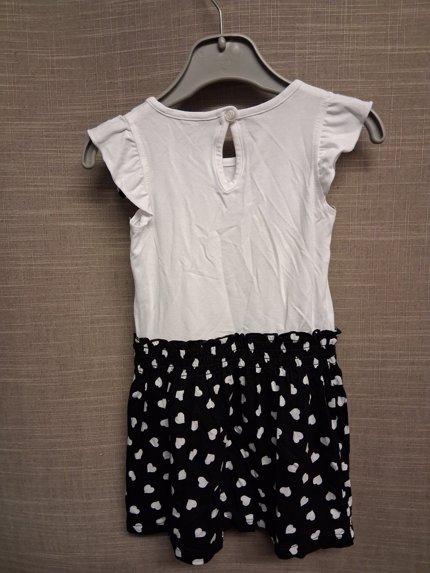 George Black White Spotty T-Shirt Bow Detail Dress Age 12-18 Months