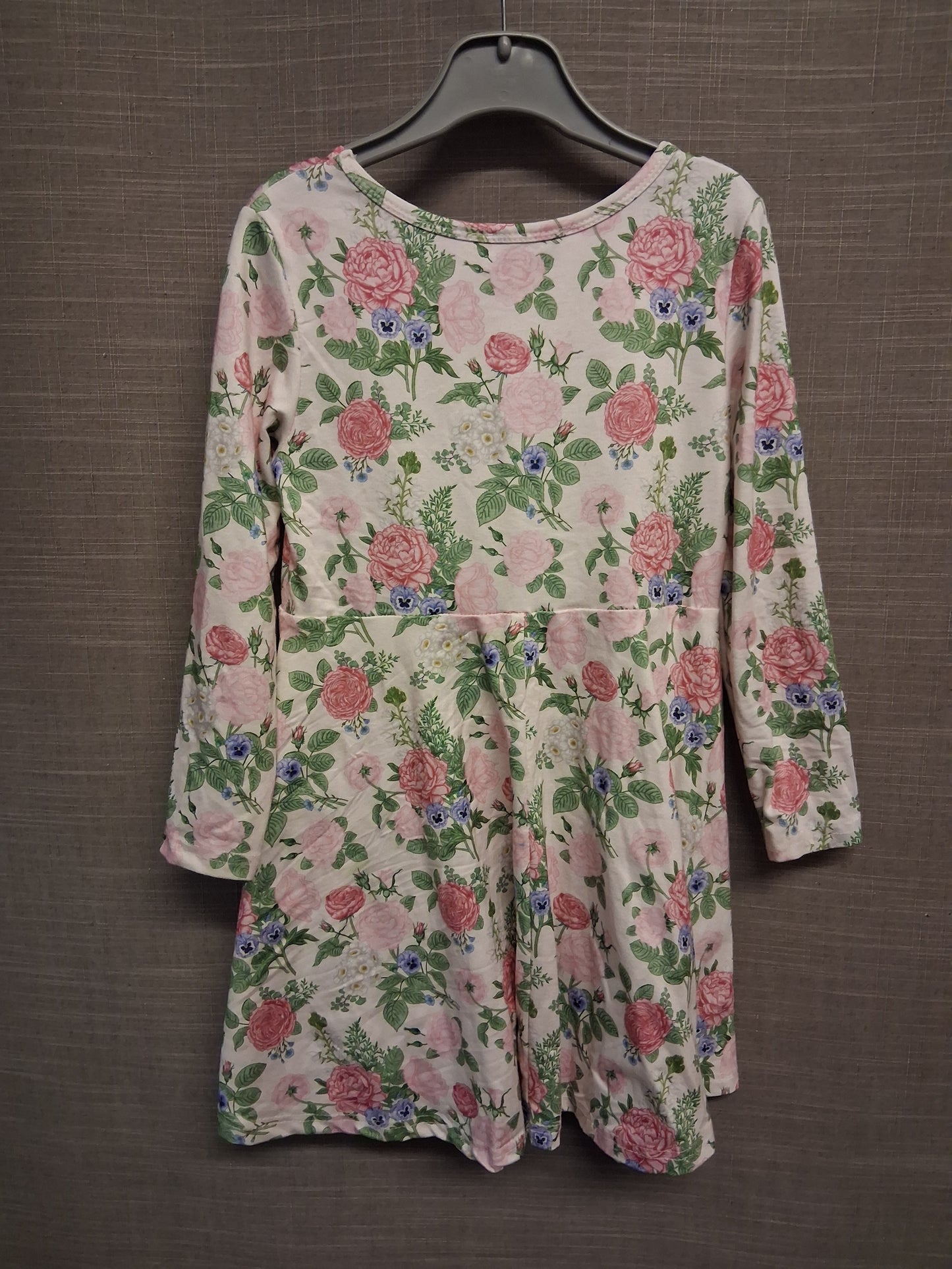 Dolly Wears Cream Floral Long Sleeve A Line Jersey Dress Age 4-5 Years