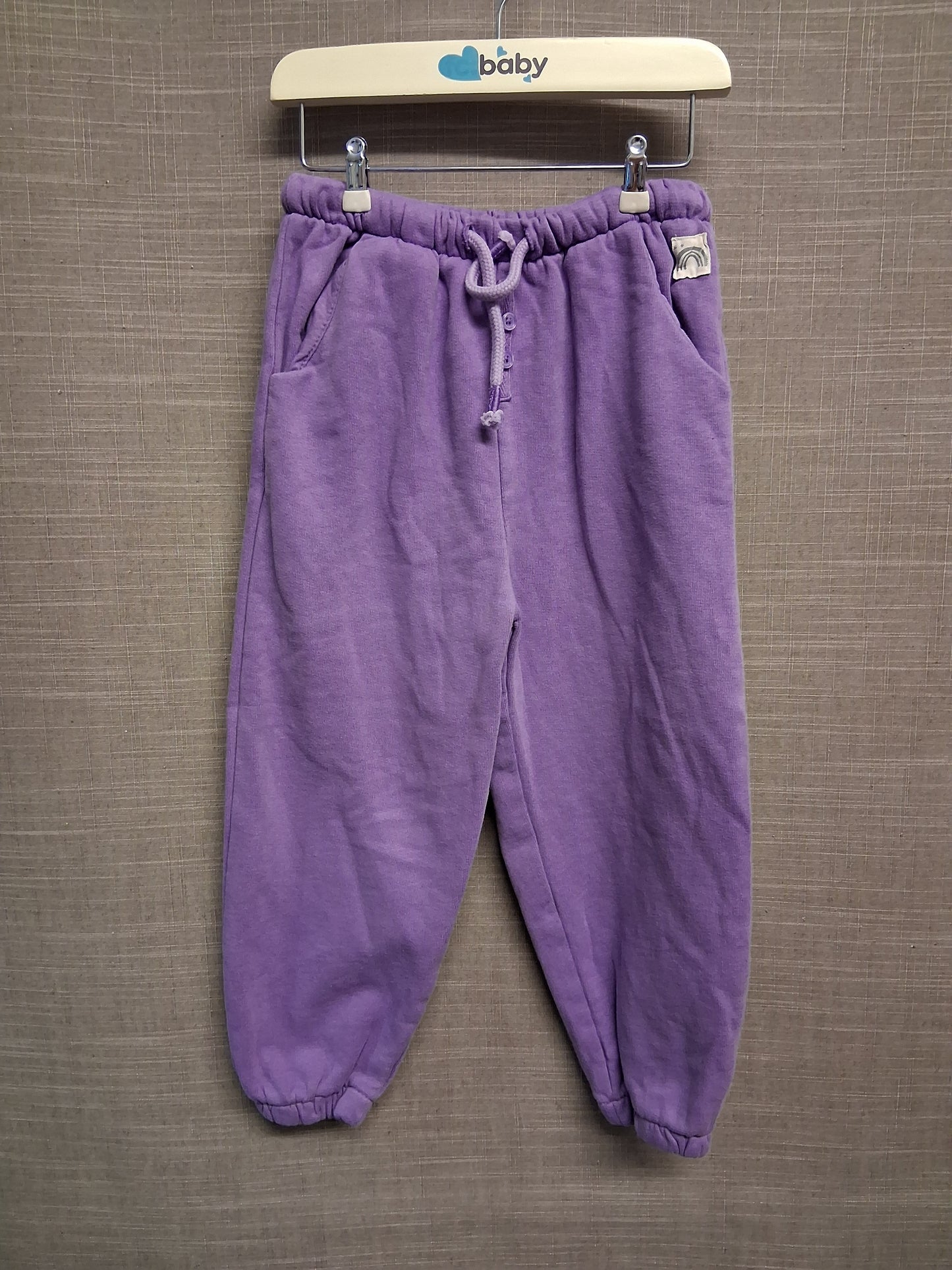 Next Girls Purple Joggers Elastic Waist Soft Elastic Drawstring Waist Age 3-4 Years