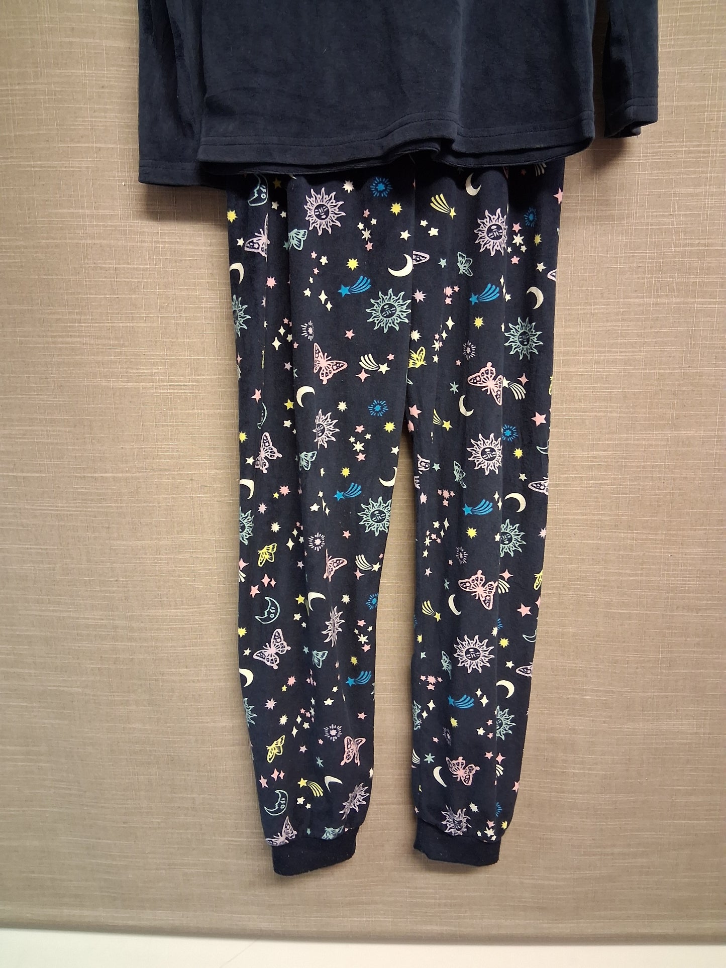 Primark Girls Pyjamas PJs Set Age 10 -11 Years Navy Plush