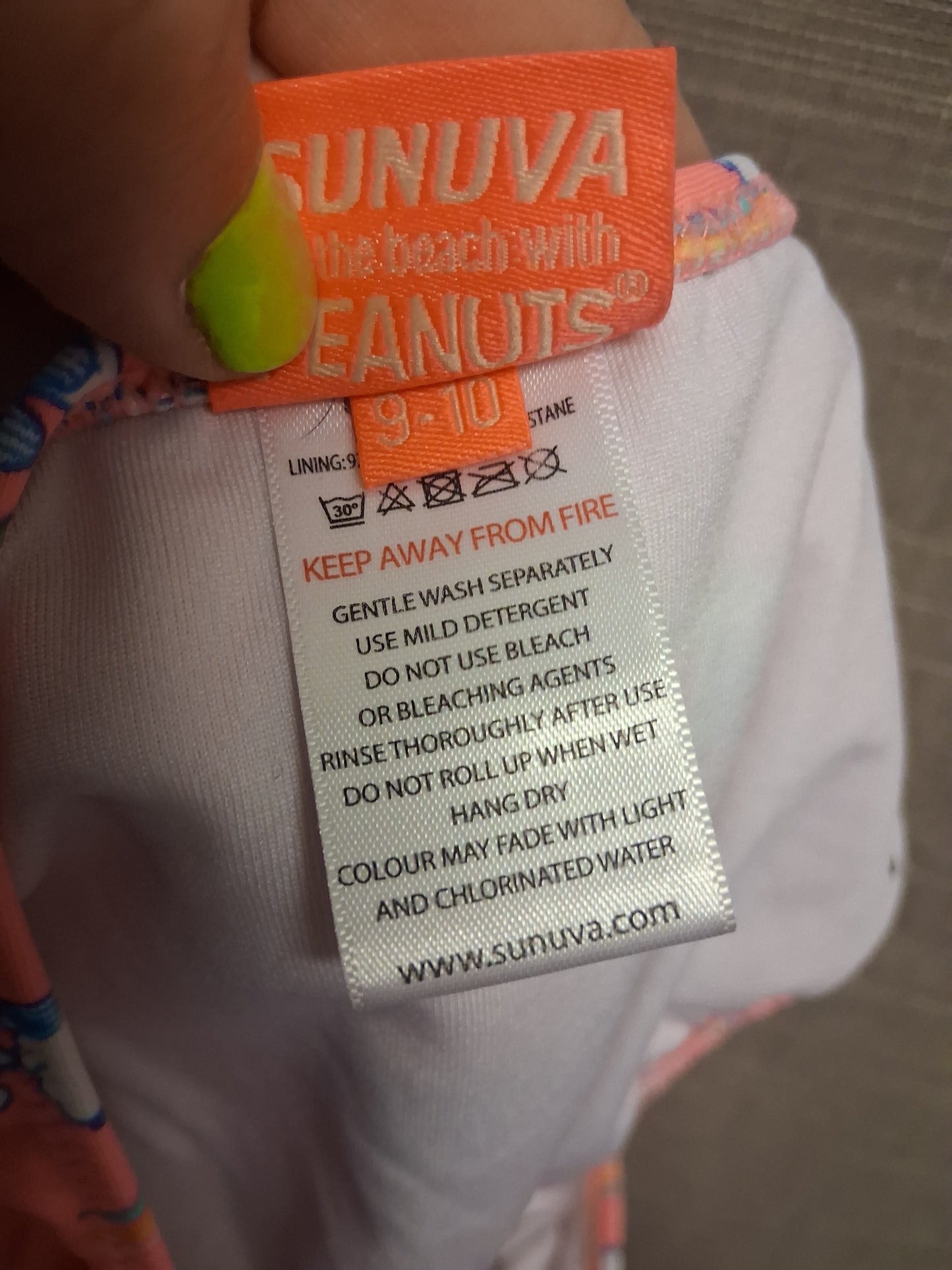 Sunuva Peanuts Snoopy Bikini 2 Piece Set Neon Pink Age 9-10 Years