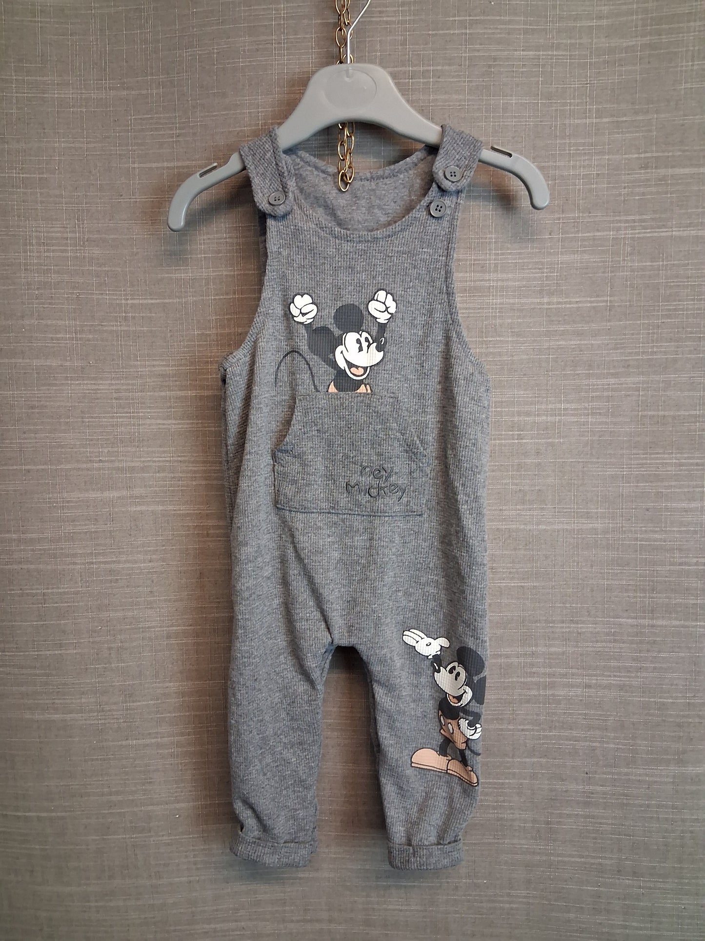 Disney George Mickey Mouse One Piece Romper Grey Age 6-9 Months