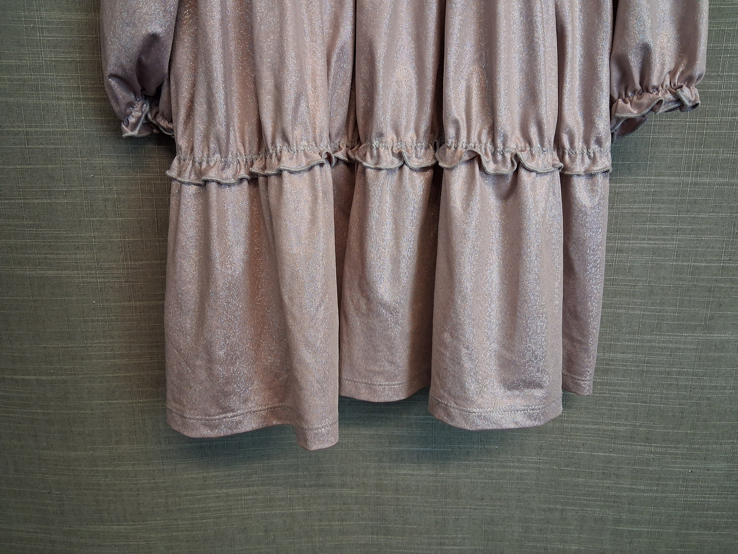 TU Girls Dusky Pink Glittery Teired Dress Long Sleeve Age 3-4 Years