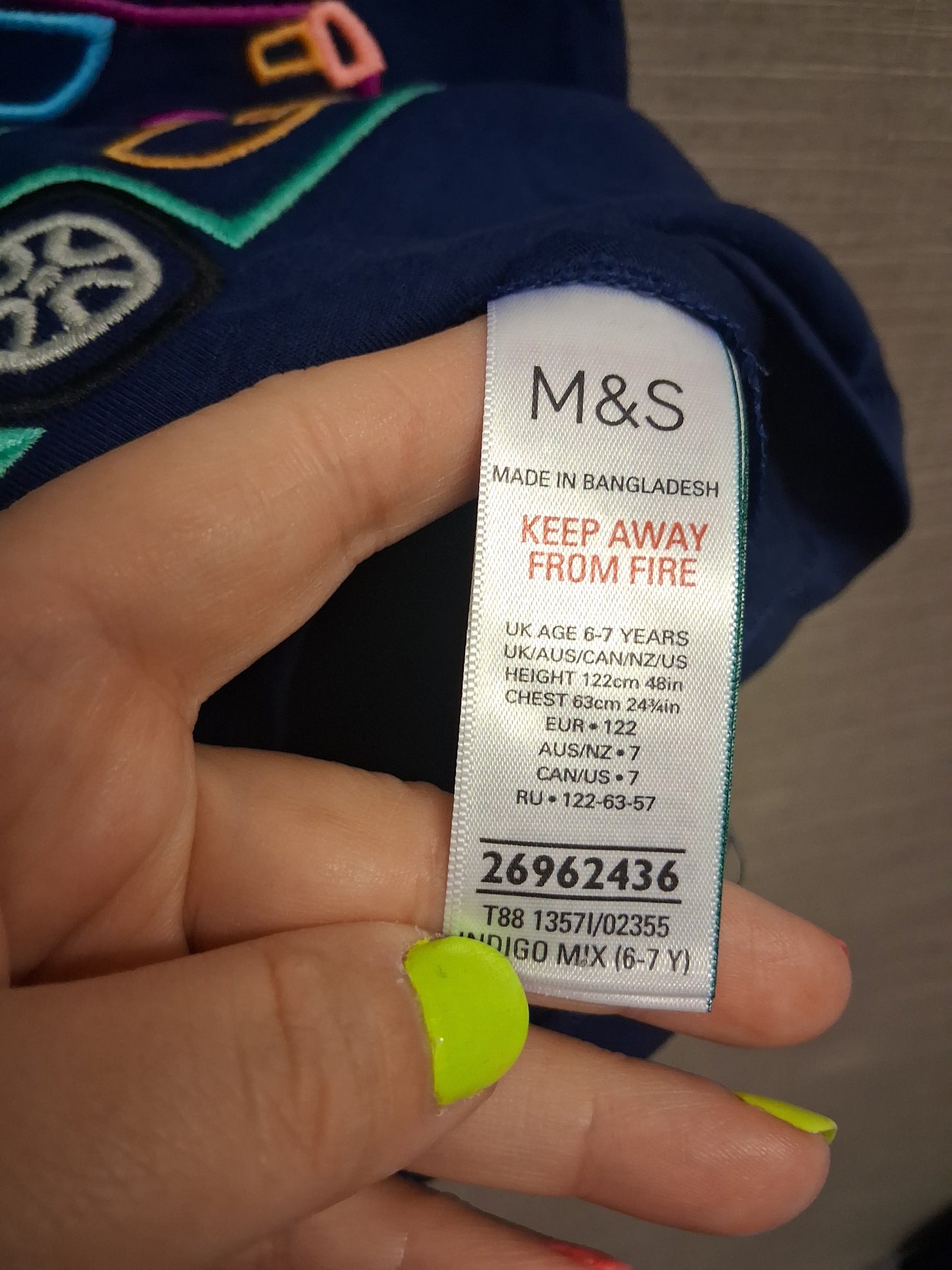 Marks and Spencer Blue Racing Car Short Sleeve T-Shirt Navy Age 6-7 Years