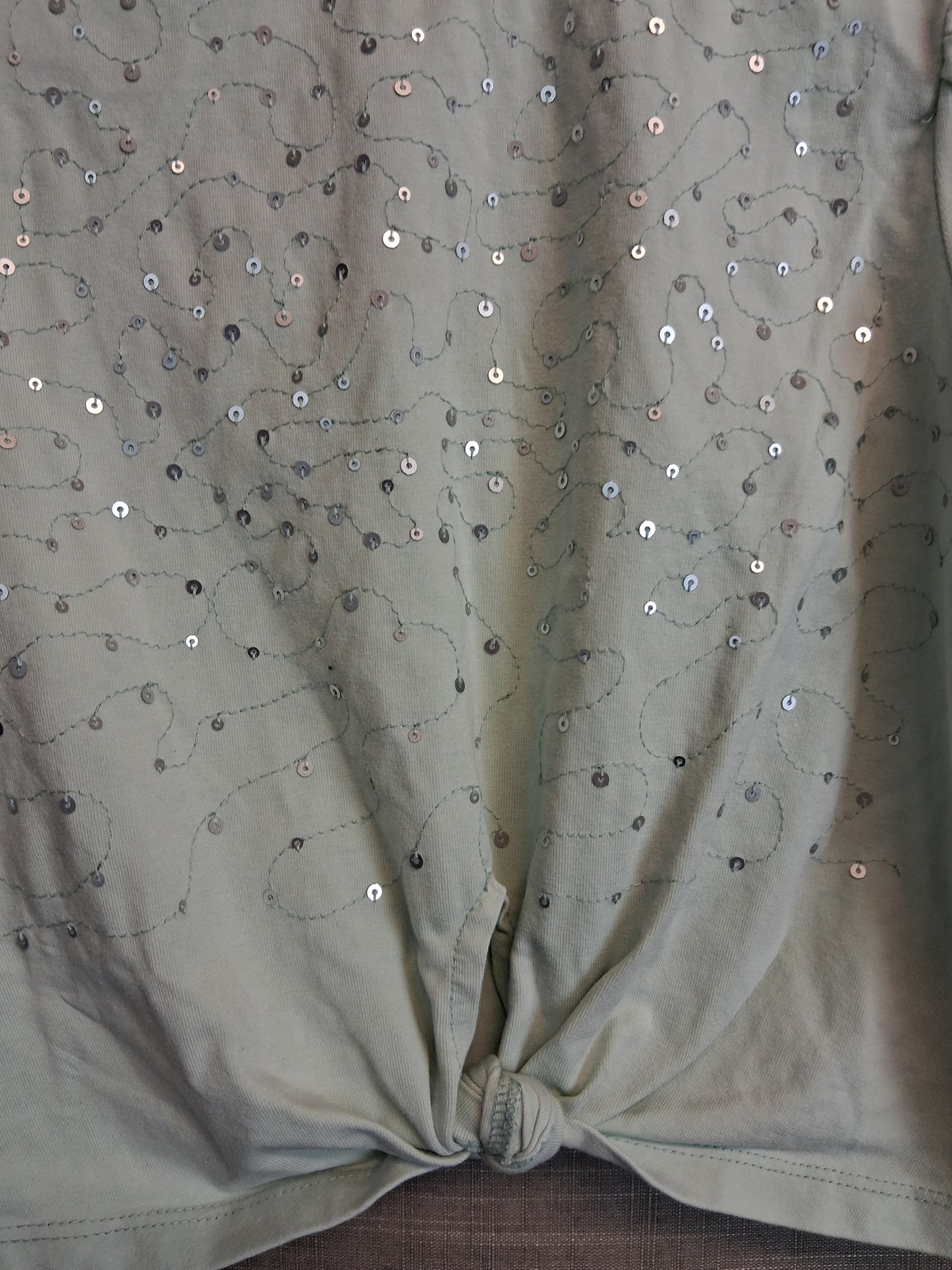 Next Girls Pale Green Sequin Crop Knot Front T-Shirt Short Sleeve Age 7 Years