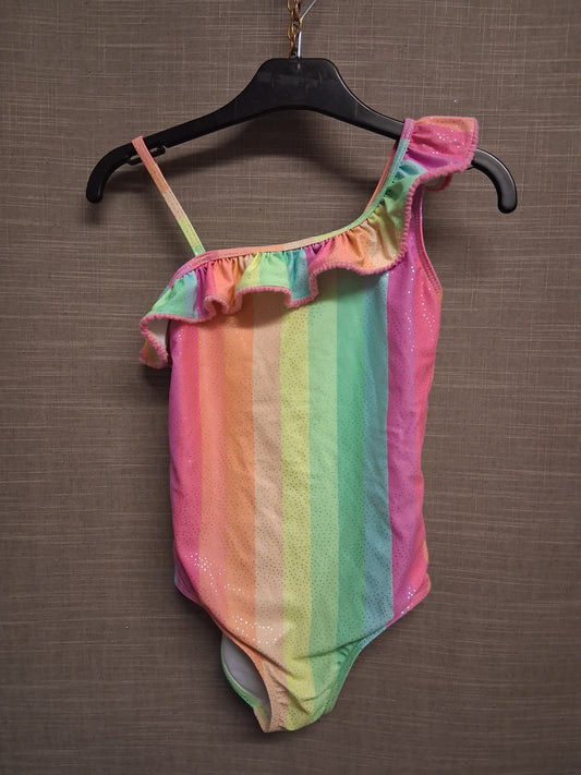 Pep & Co Girls Rainbow Glittery Swimsuit One Piece Age 8-9  Years