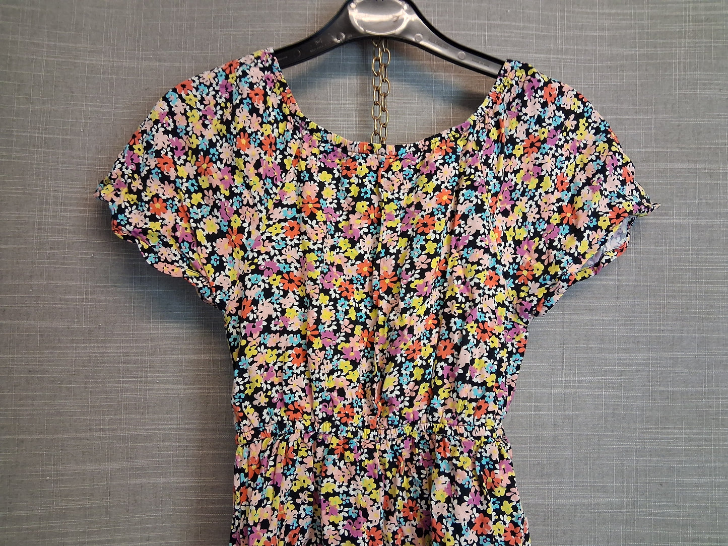 Primark Girls Multicolour Floral Off the Shoulder Dress Age 7-8 Years