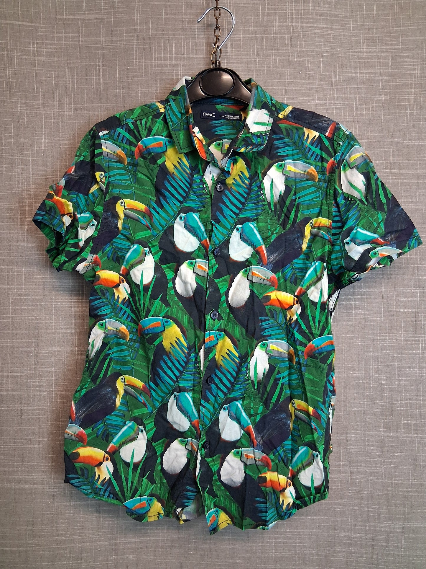 Next Boys Summer Shirt Age 9 Years Toucan Print Green