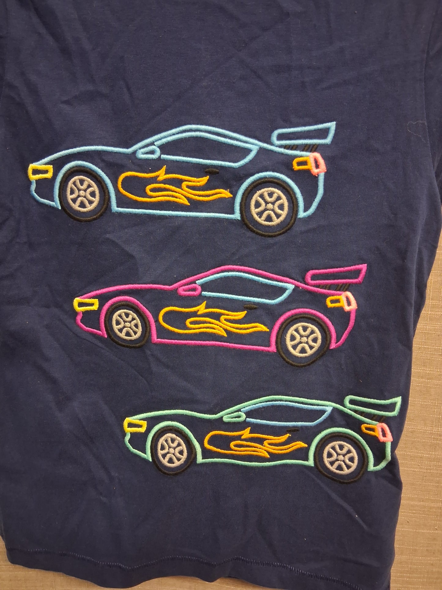 Marks and Spencer Blue Racing Car Short Sleeve T-Shirt Navy Age 6-7 Years