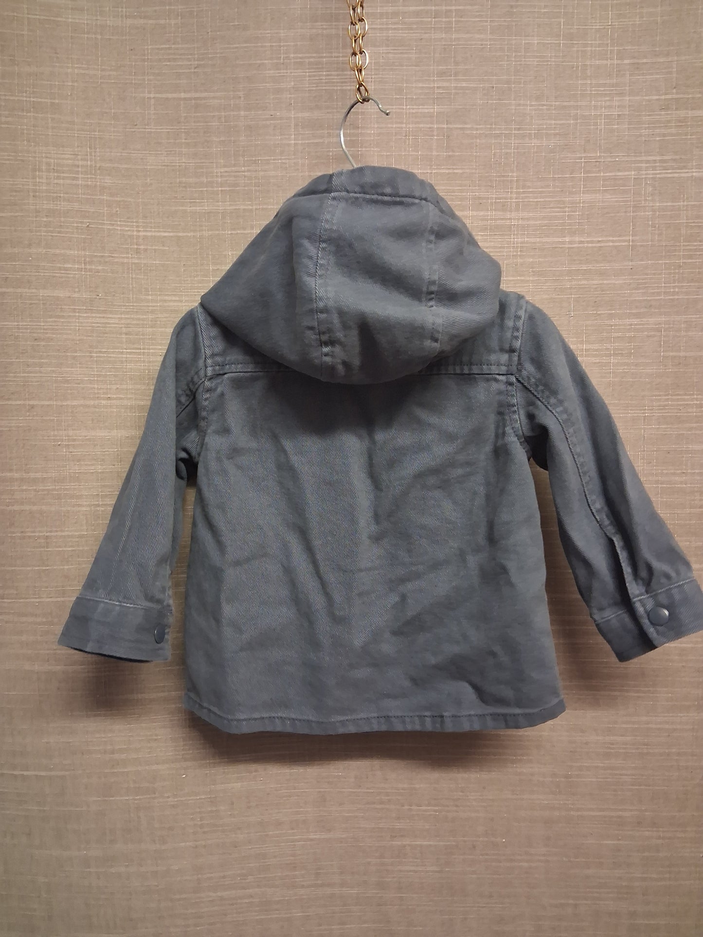 F&F Boys Blue Denim Jacket with Hood Age 9-12 Months