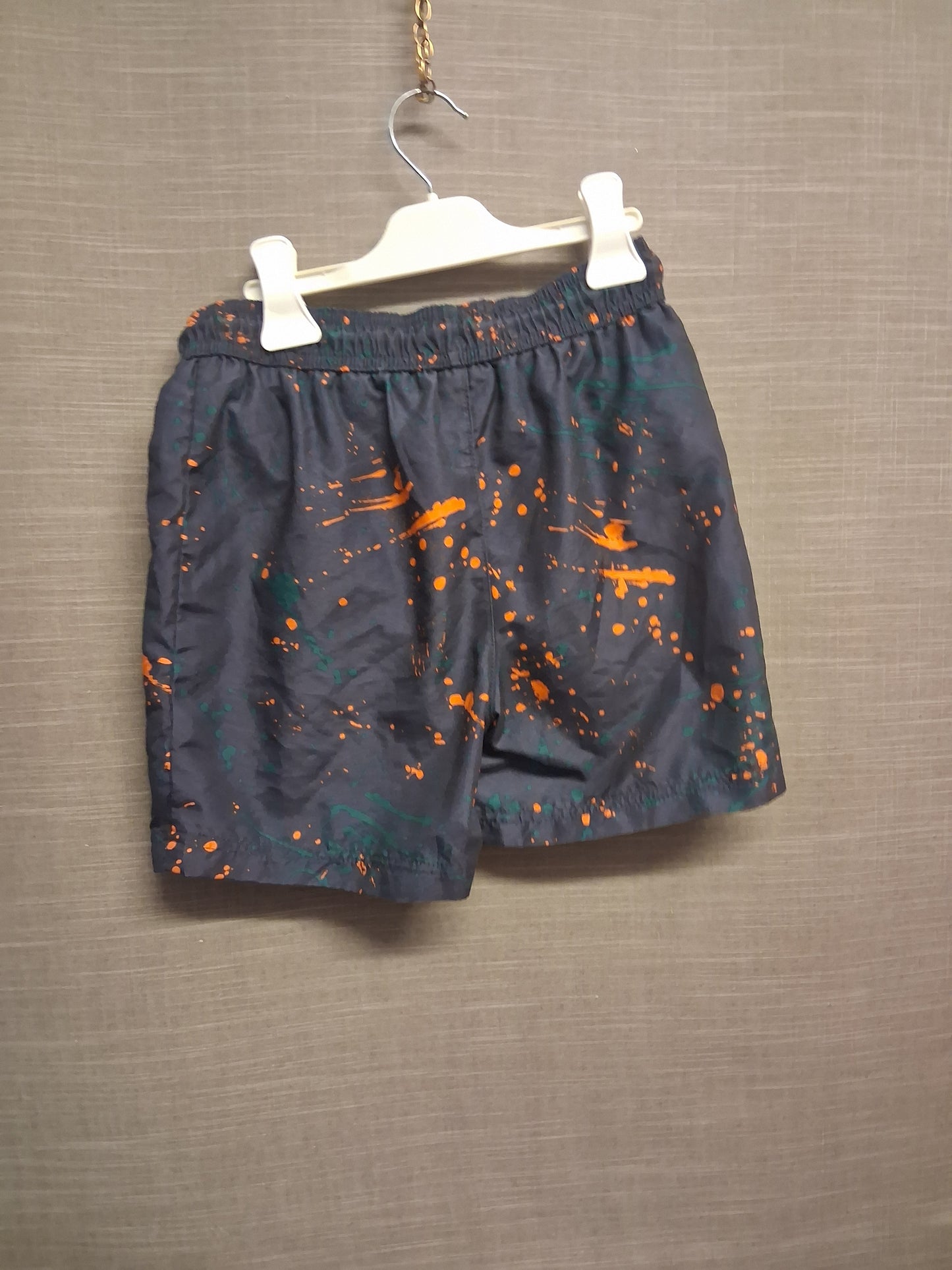 George Boys Black Orange Paint Slatter Swim Shorts Age 8-9 Years