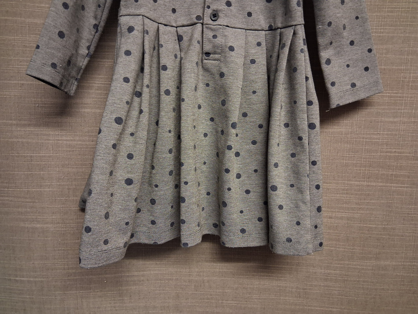 Mamas and Papas Grey Spotty A Line Dress Long Sleeve Age 18-24 Months