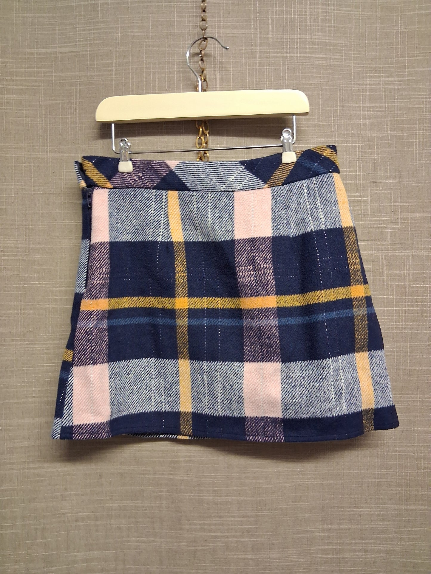 Nutmeg Blue Check Short Skirt Age 8-9 Years Zip Detail