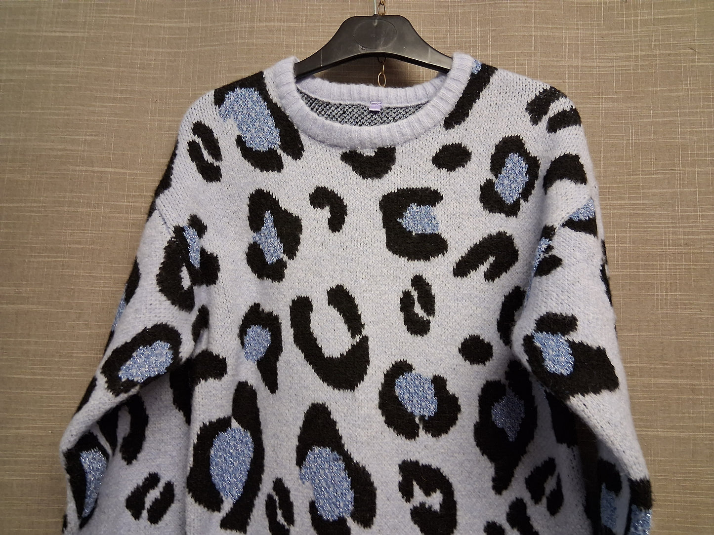 Nutmeg Girl Blue Leopard Print  Knitted Jumper Dress Age 10-11 Years