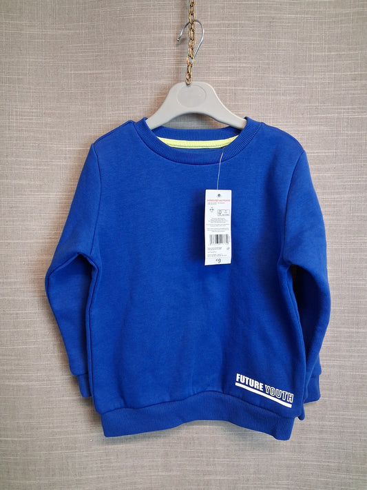 F&F Boys Sweater Jumper Blue Jersey Age 4-5 Years