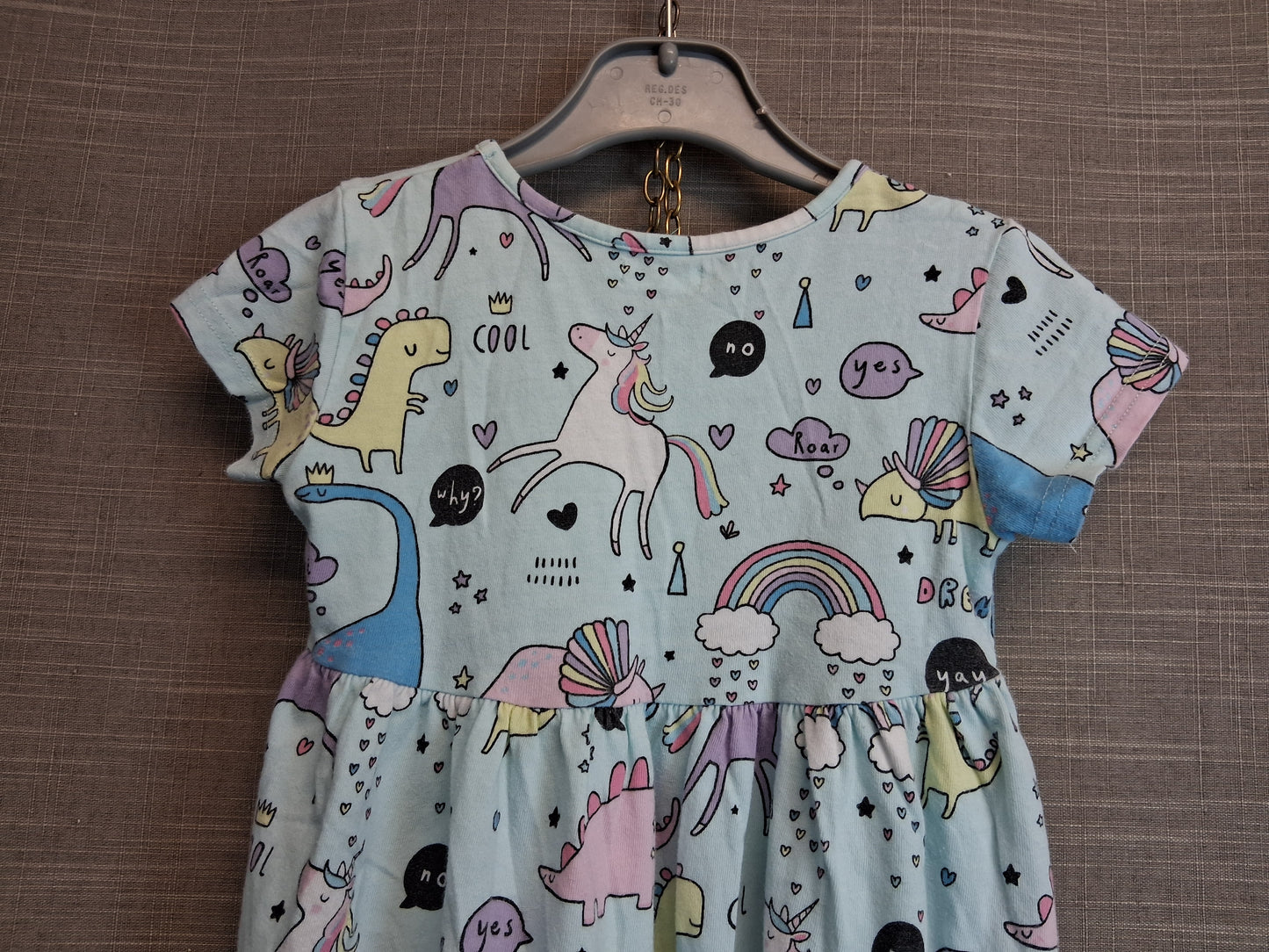Next Girls Dinosaur Theme Jersey Dress Short Sleeve Age 2-3 Years
