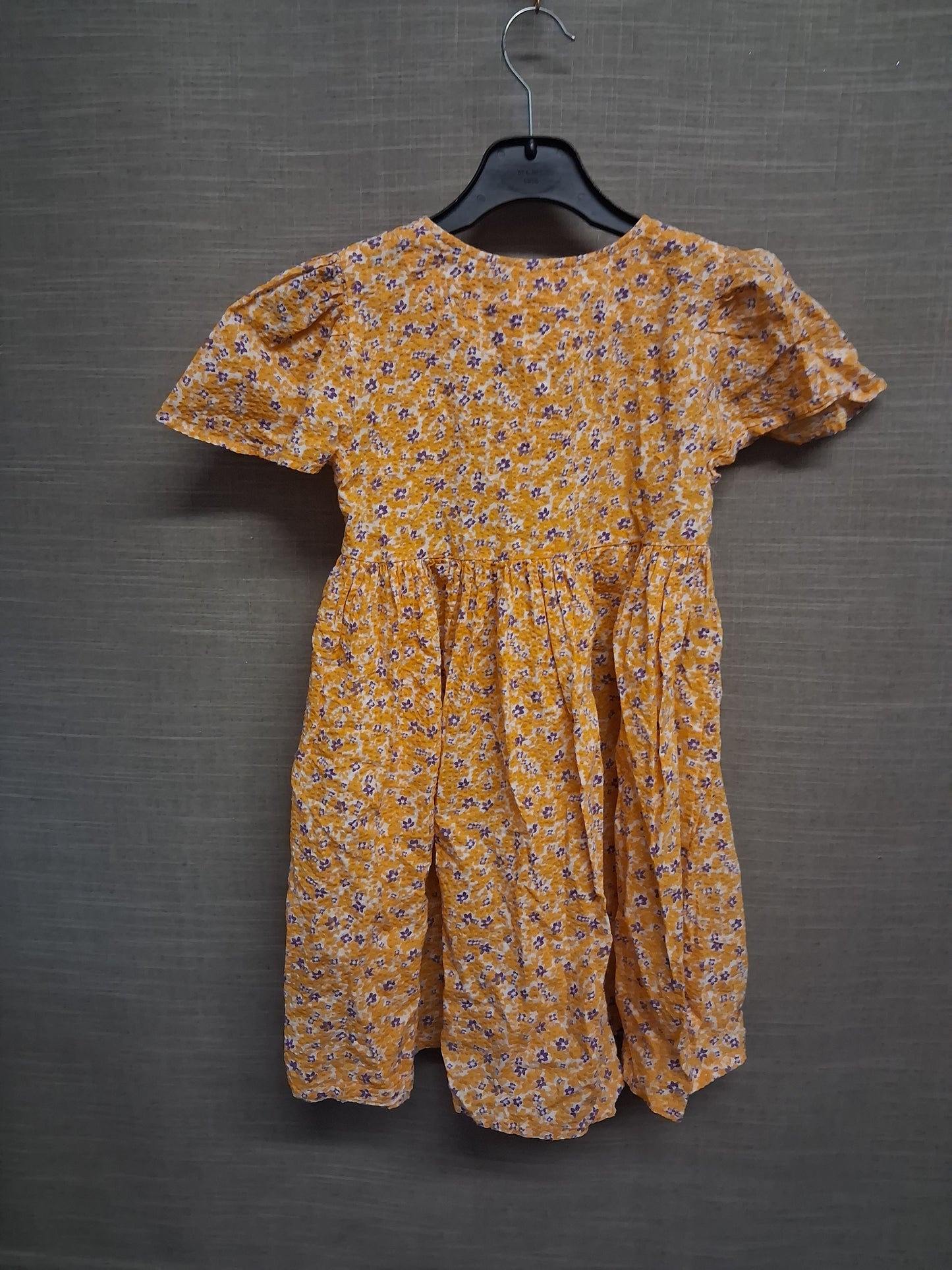 Next Girls Yellow Floral Dress Short Sleeve Age 6-7 Years