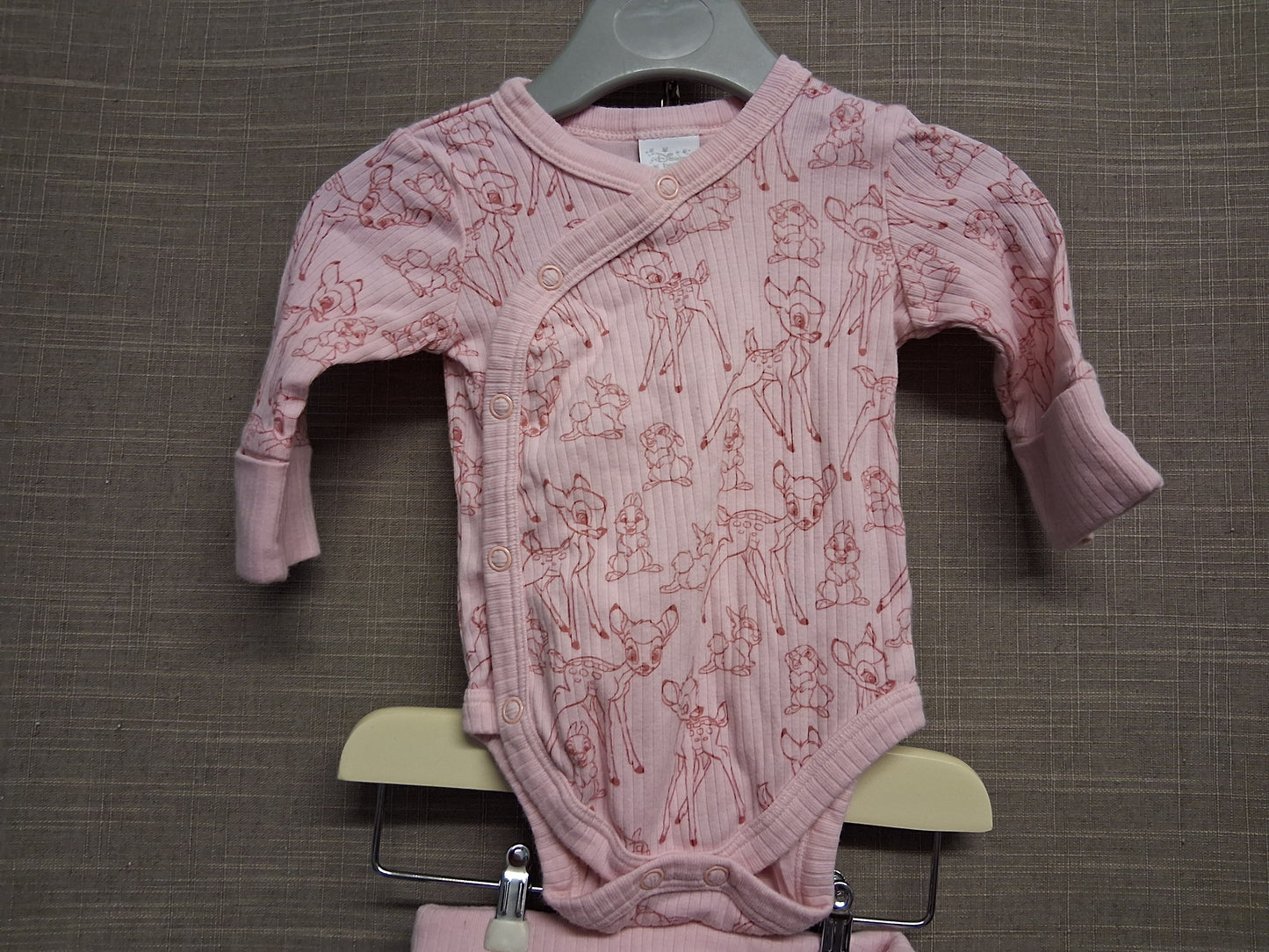 Disney Bambi 2 Piece Outfit Bodysuit Long Sleeve and Leggings Pink Age 0-3 months