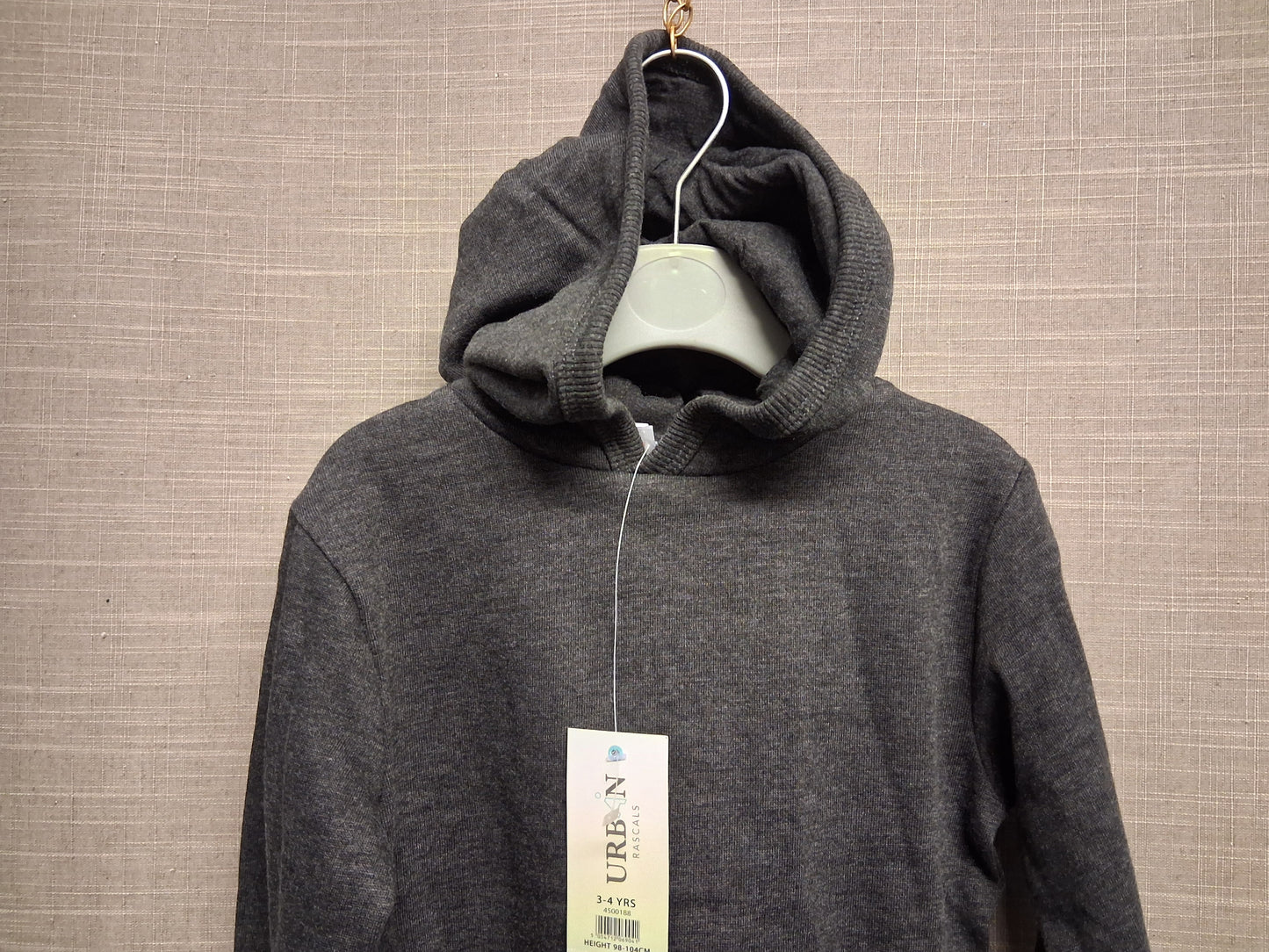 Urban Basics Peacocks Grey Hoodie Age 3-4 Years New